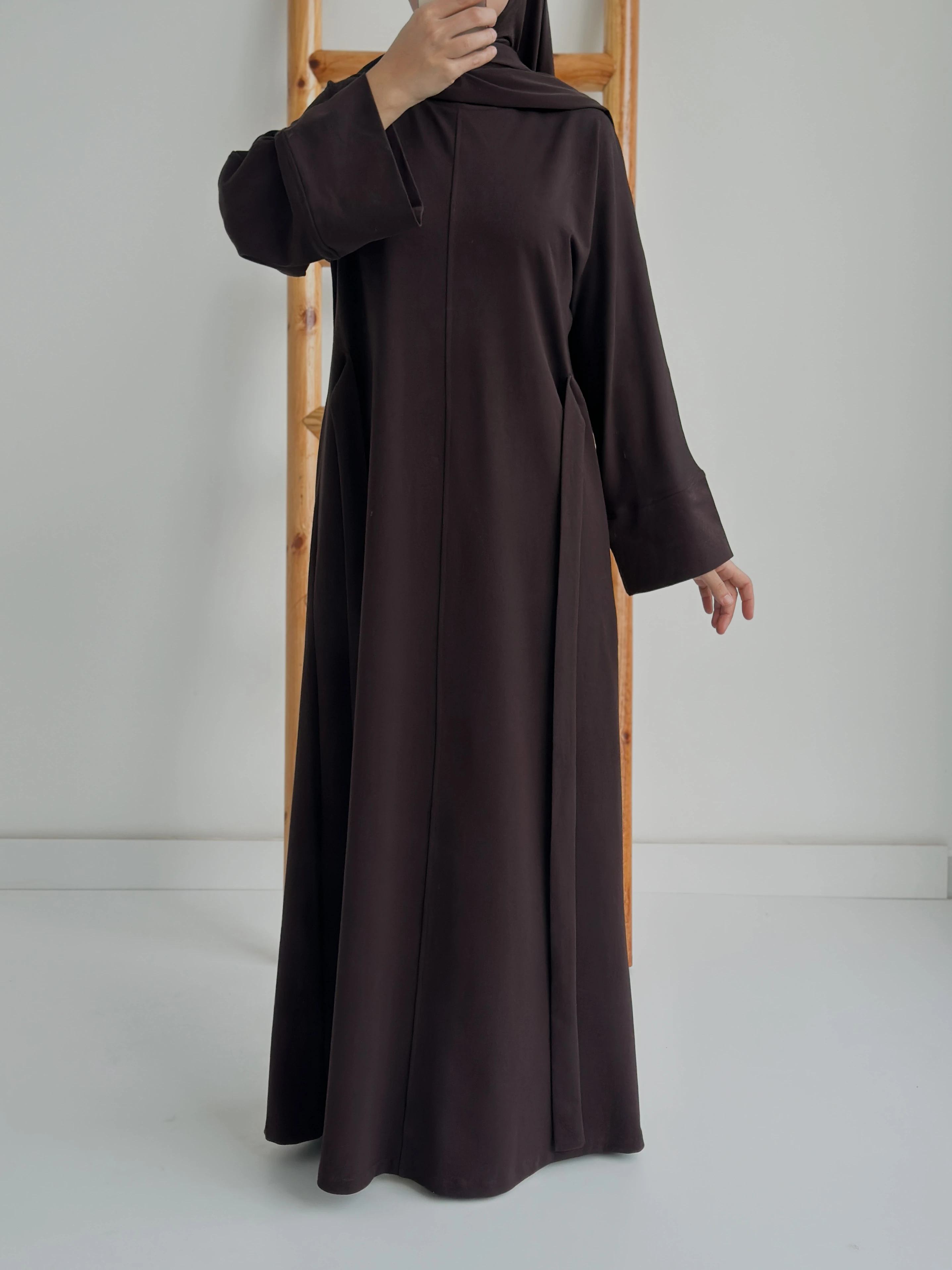 İKİ İPLİK ELBİSE  - ACI KAHVE