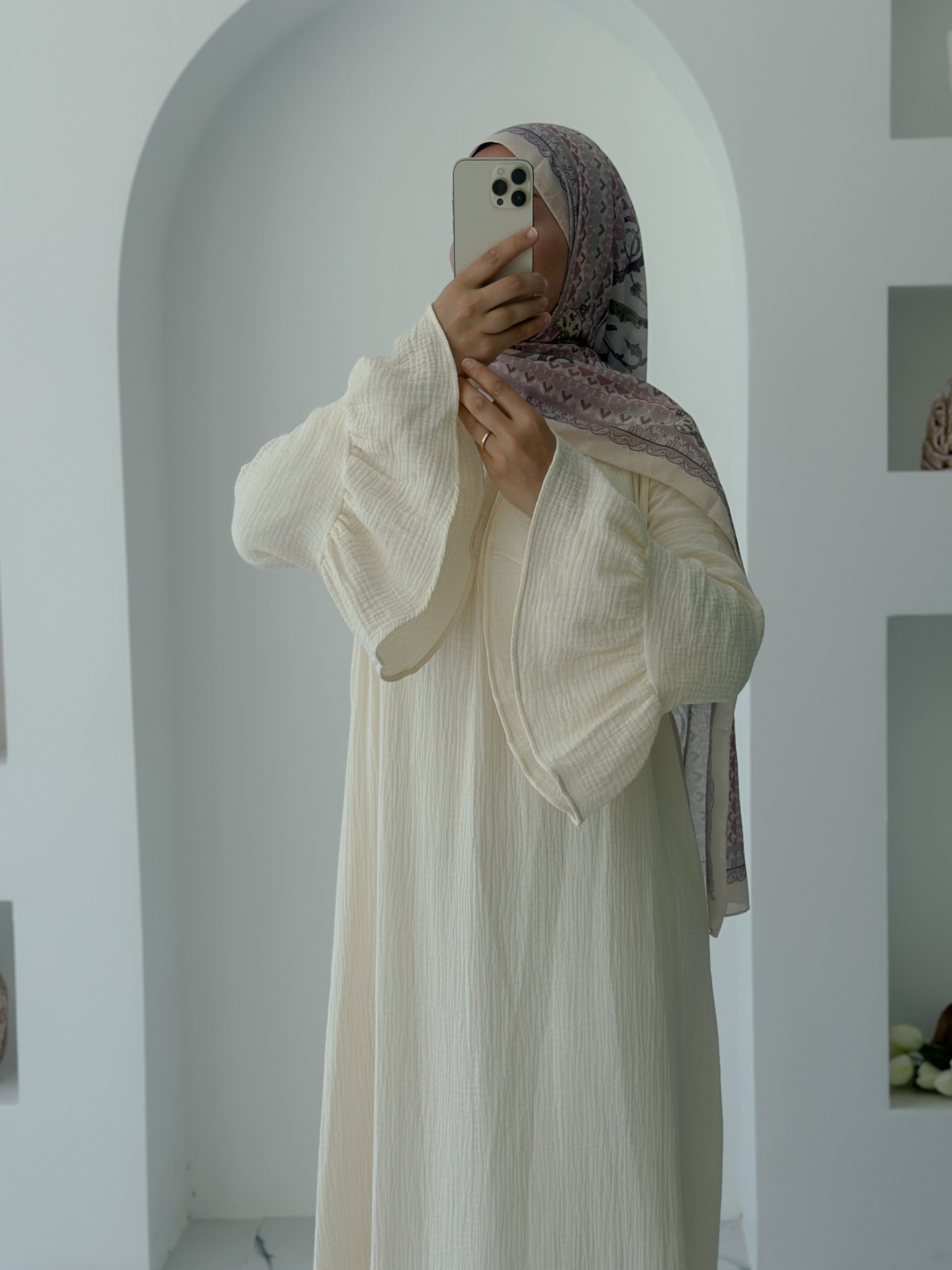 BAHAR MUSLİN ELBİSE  - EKRU