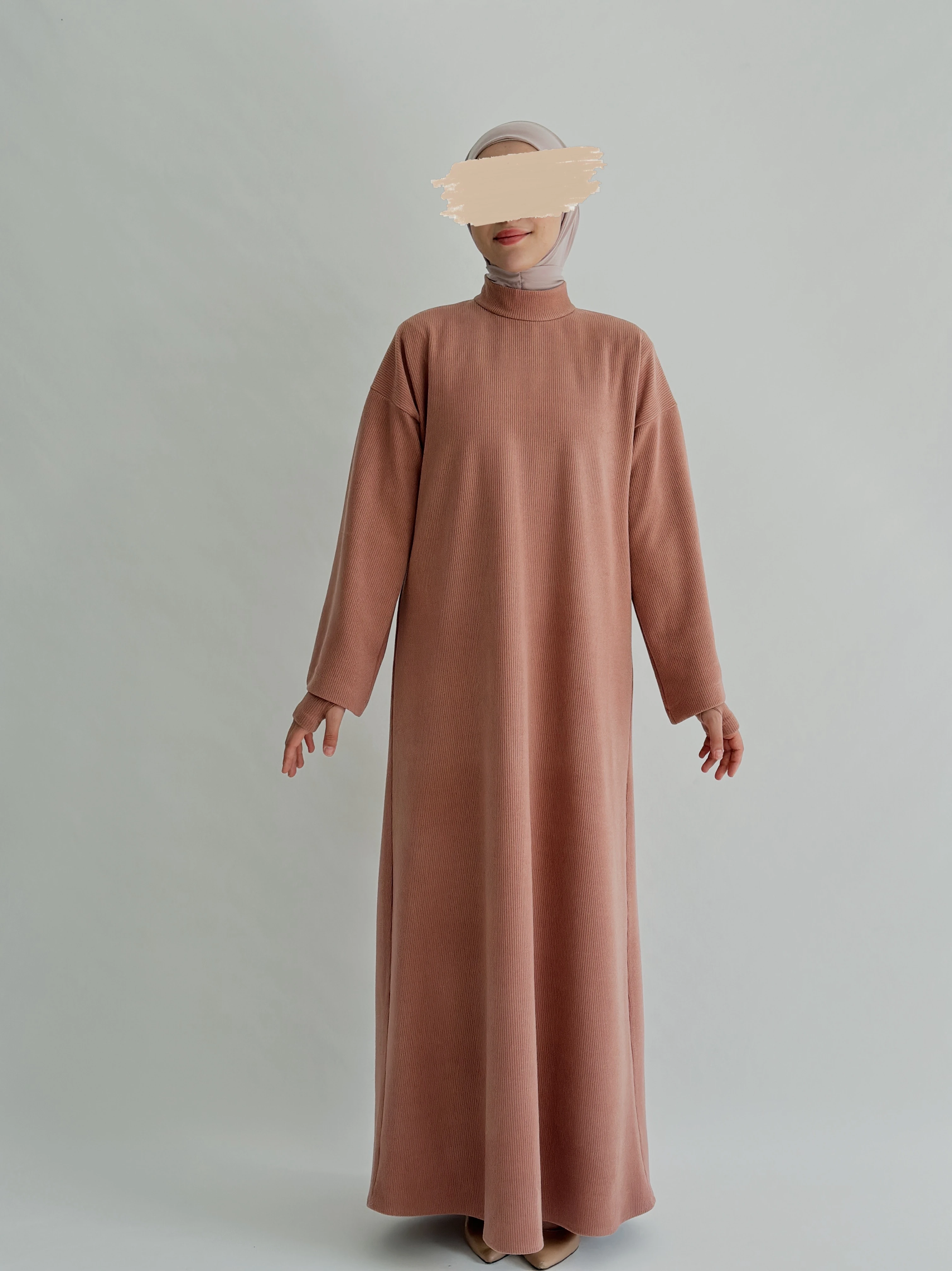 FİTİLLİ DÜZ ELBİSE +KOLLUK - PUDRA