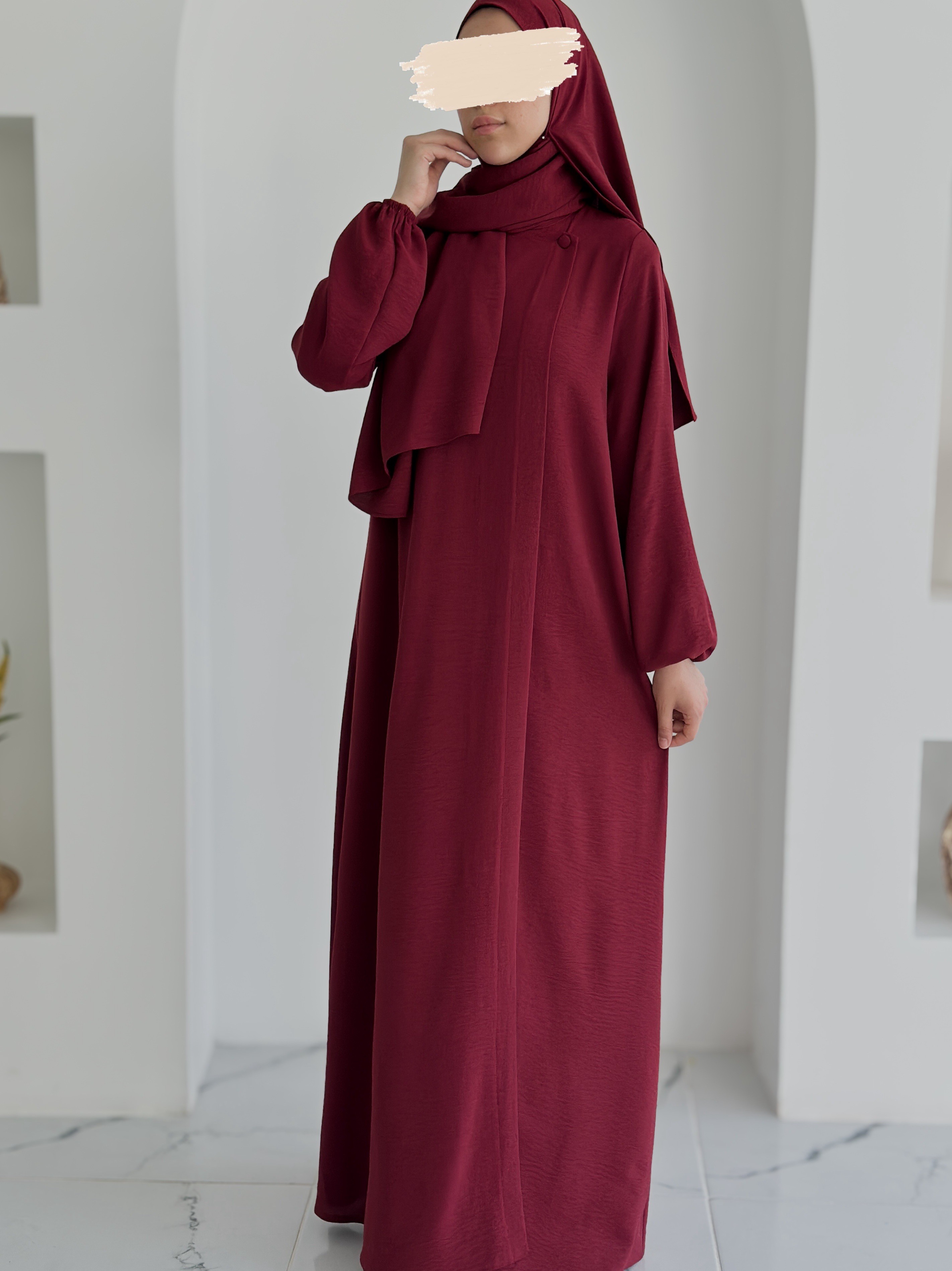 SARE ELBİSE + ŞAL  - BORDO