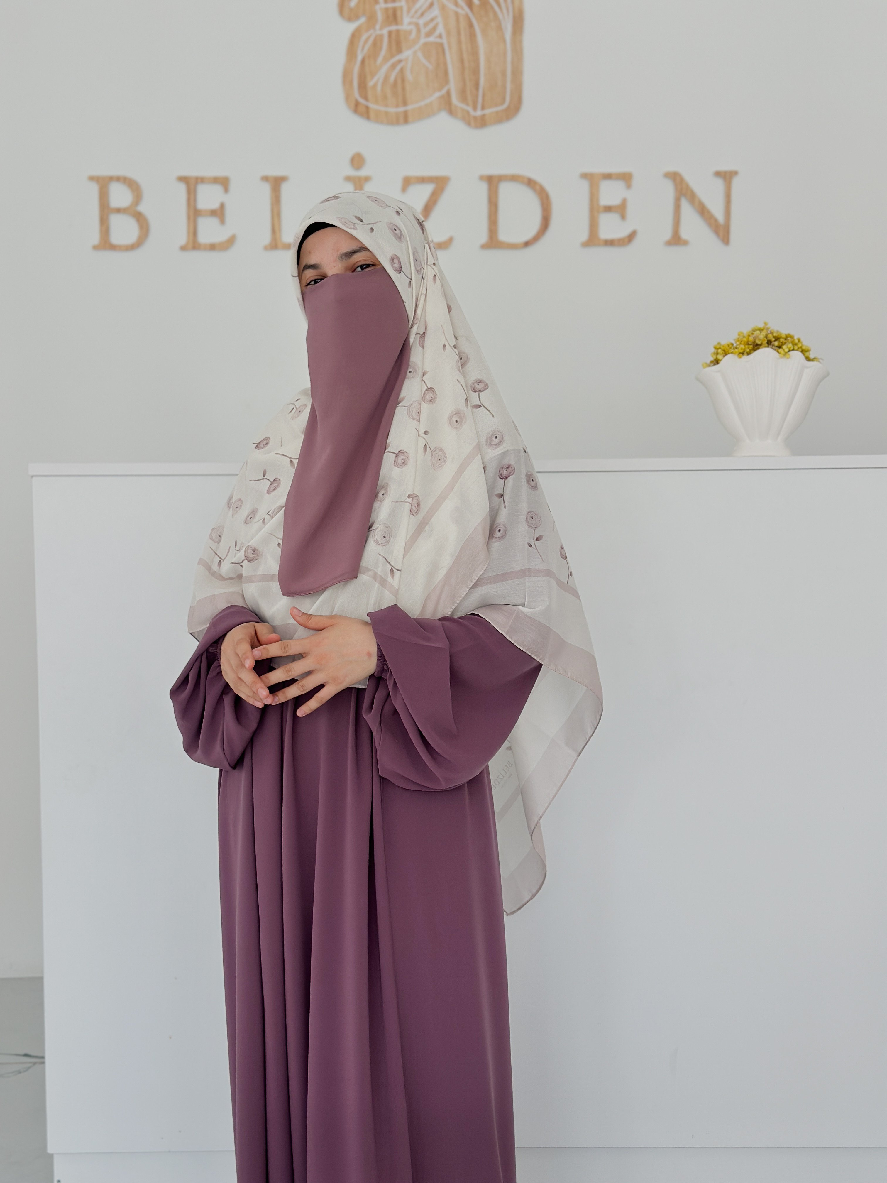 140x140 COTTON EŞARP GÜL - PUDRA GÜL 