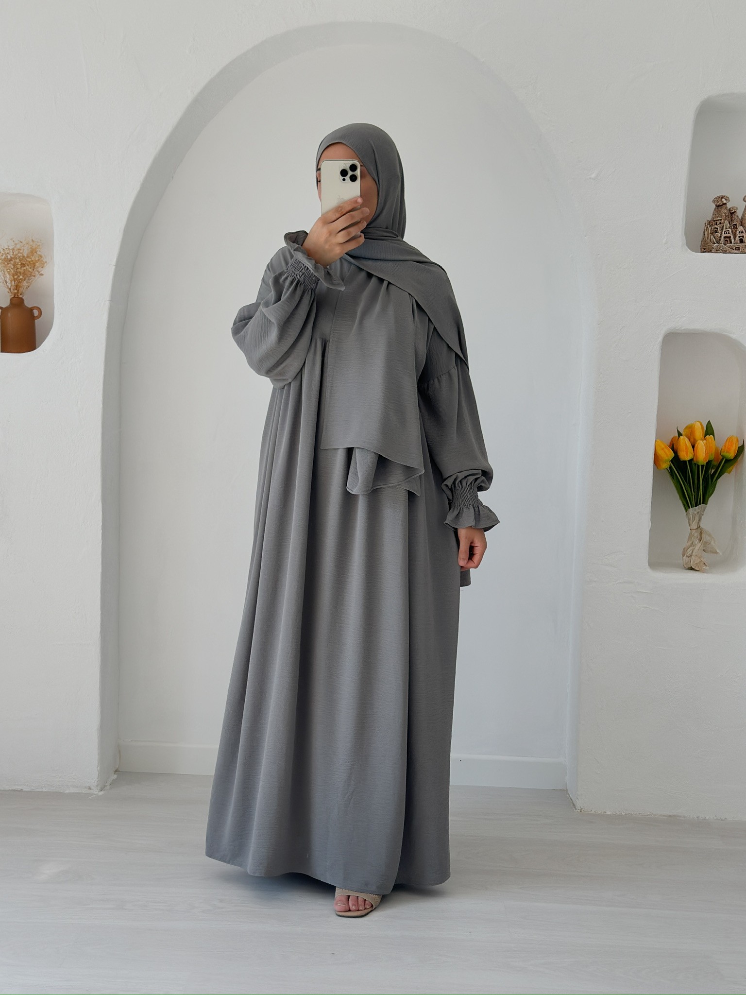 MİNA ABAYA +ŞAL GRİ 