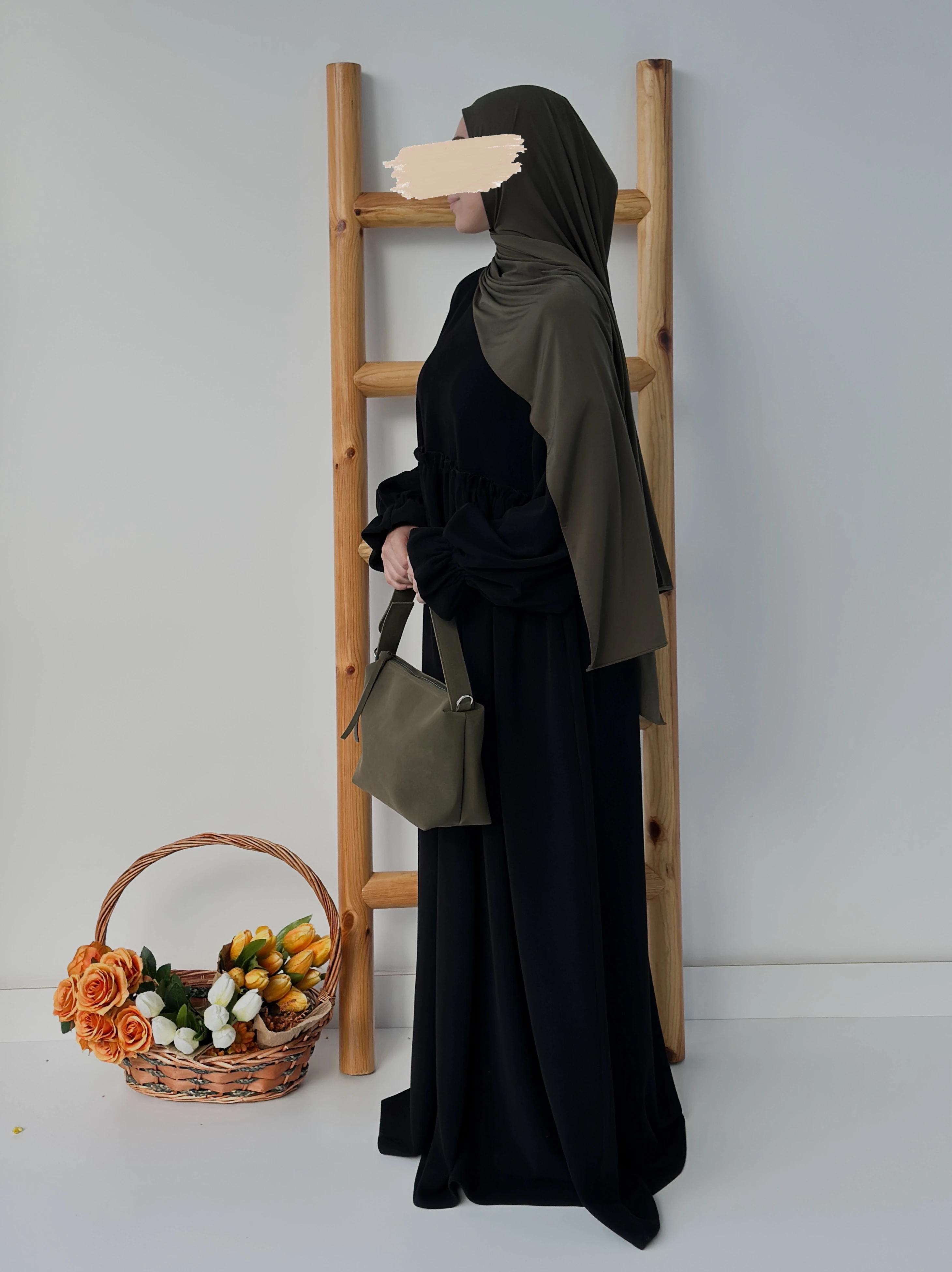 FİTİLLİ İNCİ ELBİSE  - SİYAH