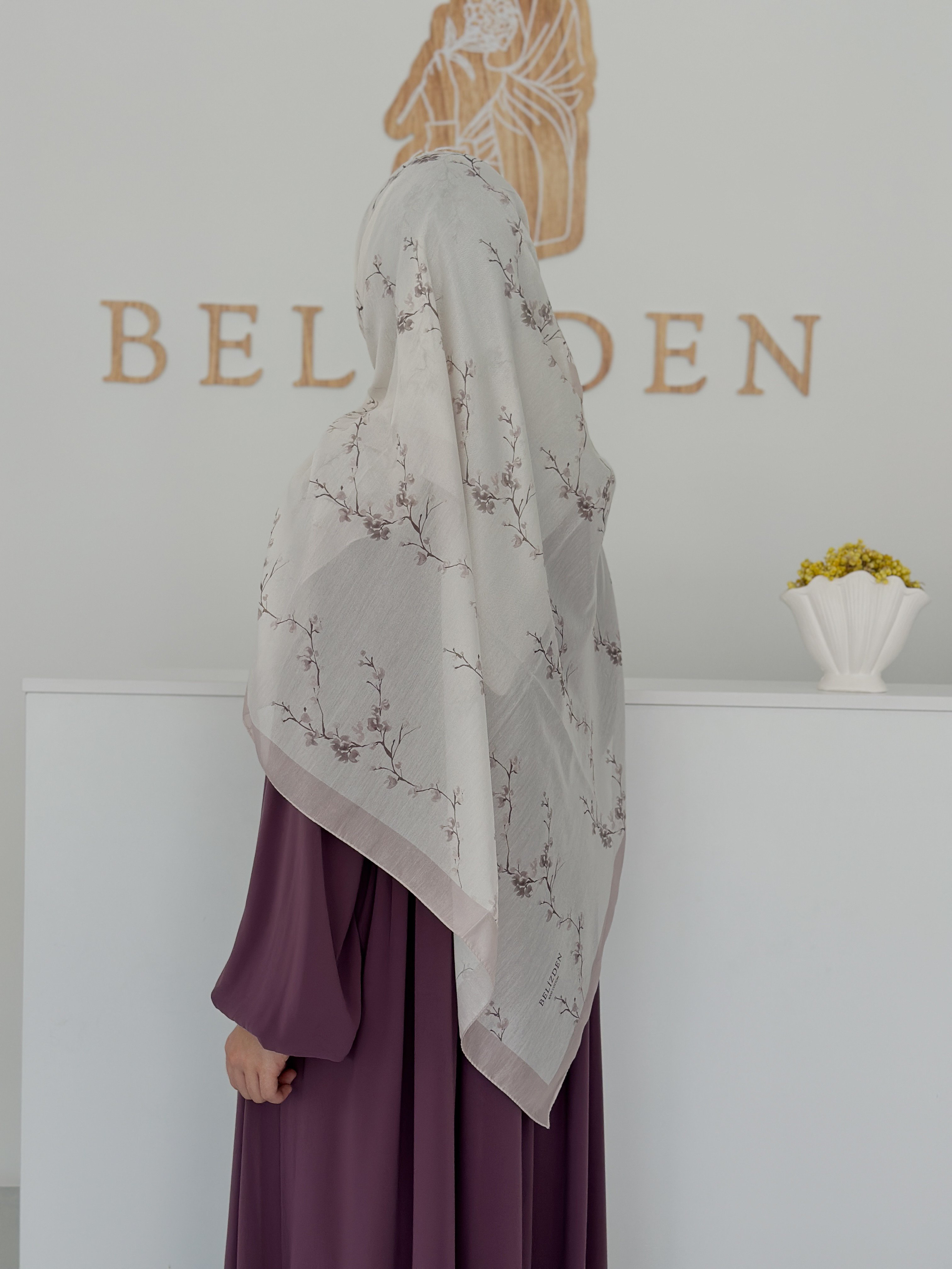 140x140 COTTON EŞARP ÇİÇEK  - PUDRA ÇİÇEK 