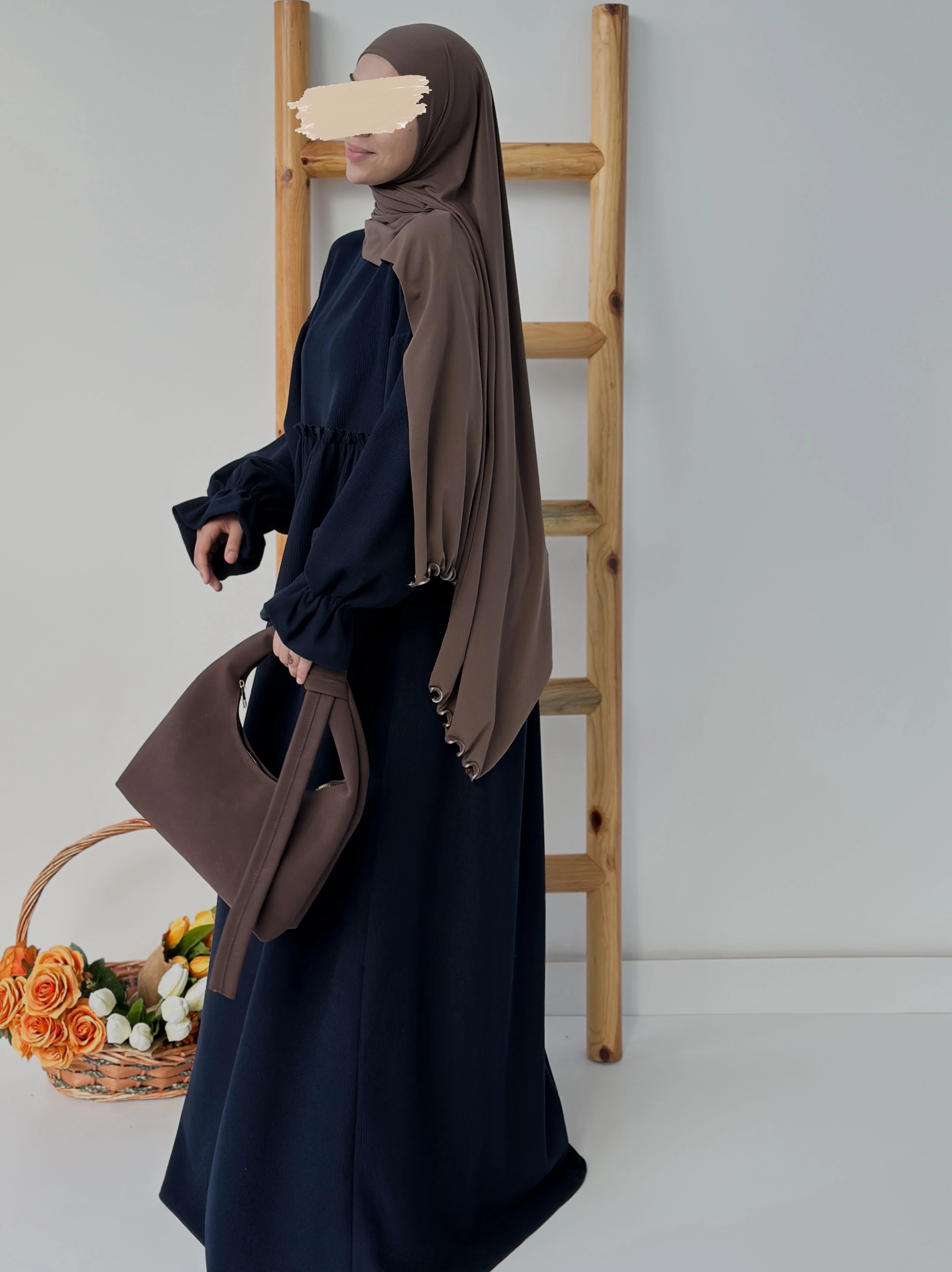 FİTİLLİ İNCİ ELBİSE  - LACİVERT