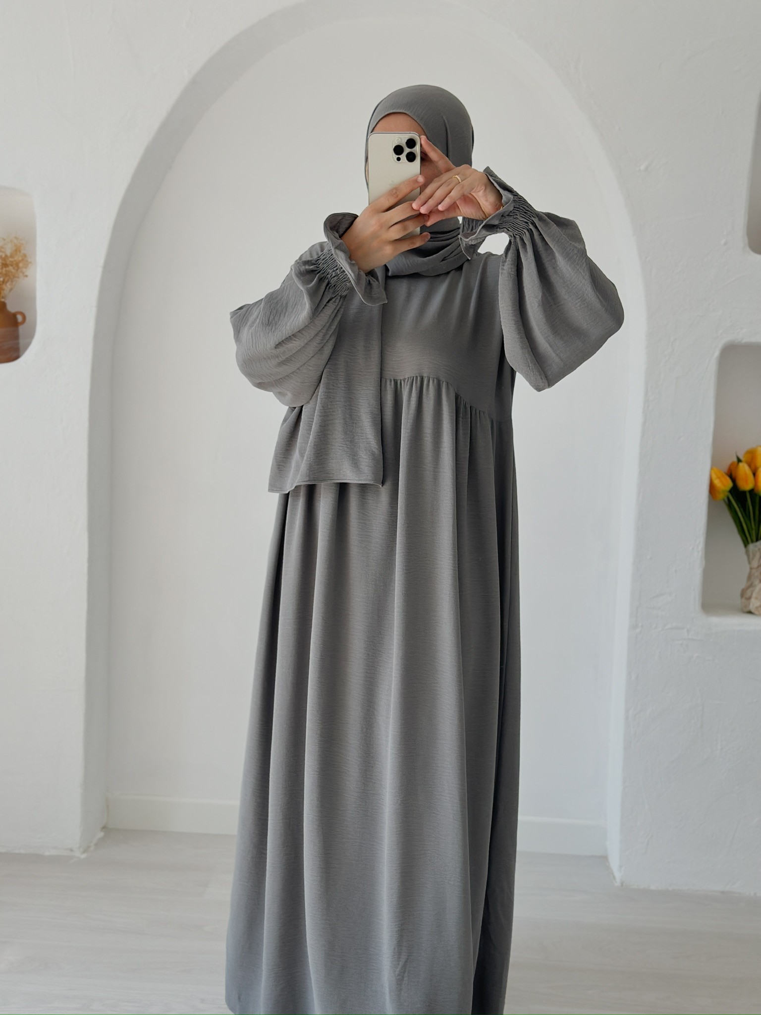 MİNA ABAYA +ŞAL GRİ 