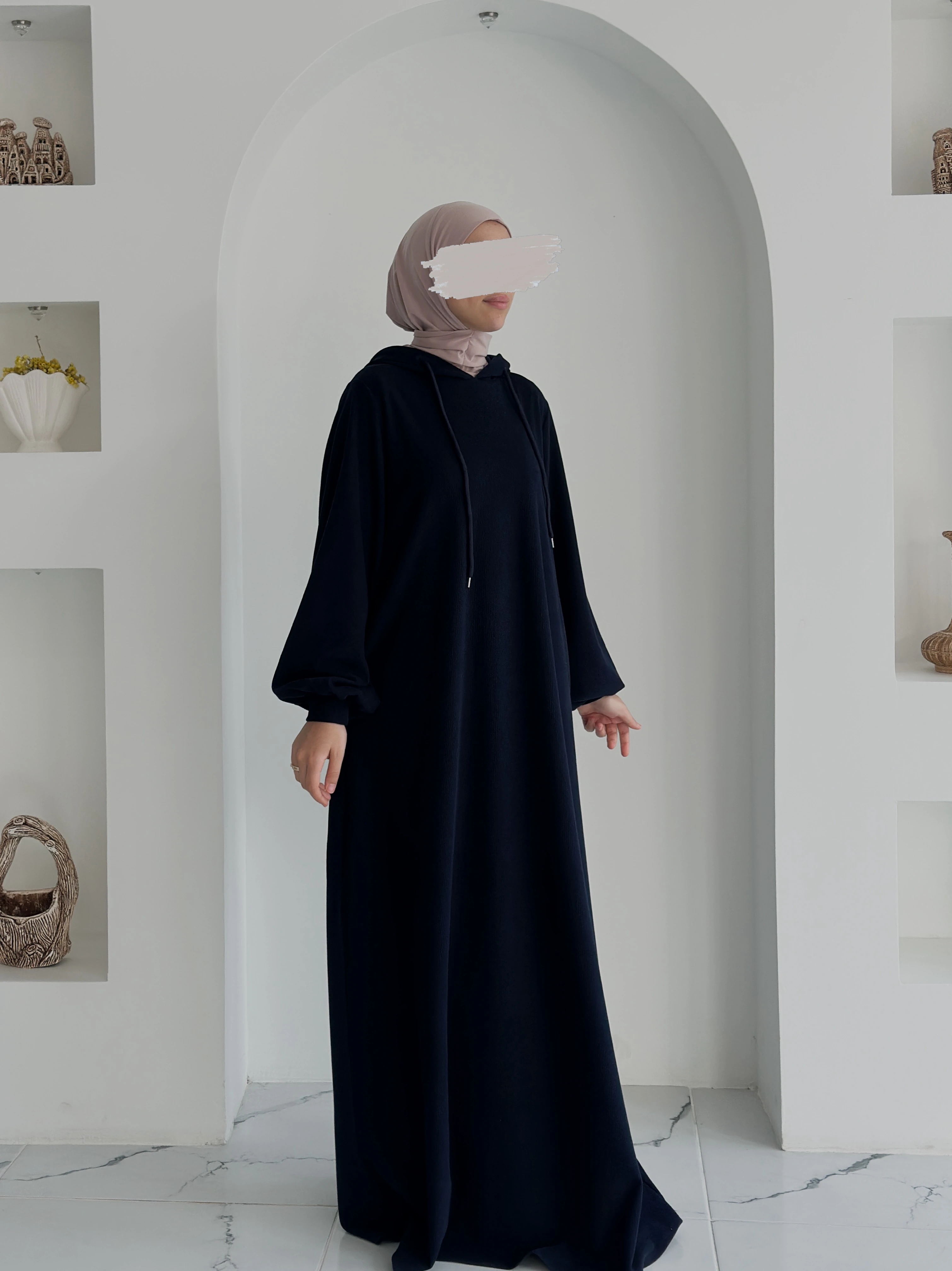 KAPŞONLU FİTİLLİ ELBİSE