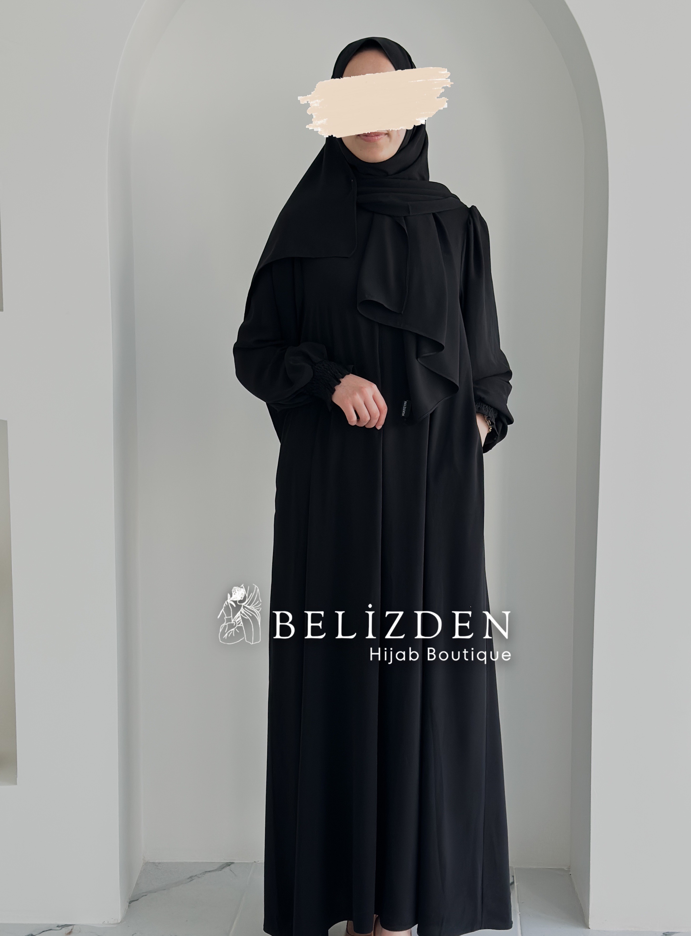 HANIMELİ ELBİSE SİYAH +ŞAL