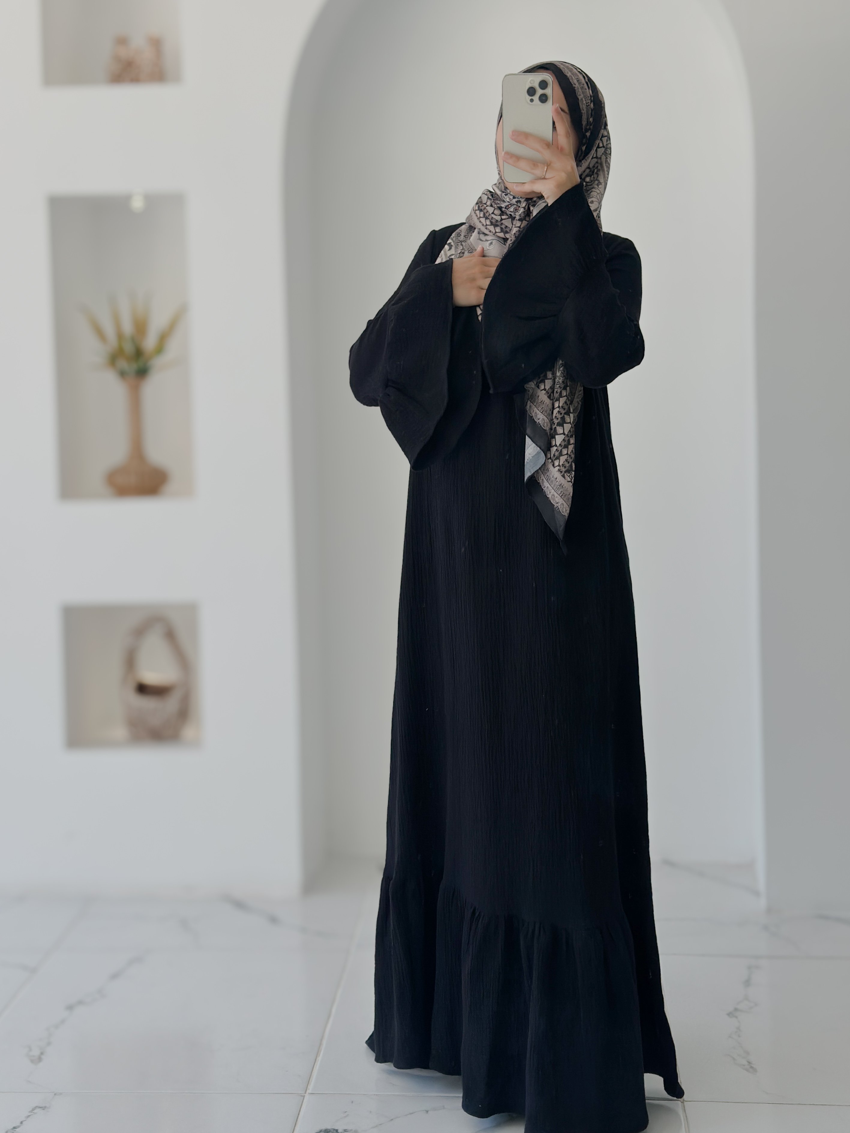 BAHAR MUSLİN ELBİSE  - SİYAH