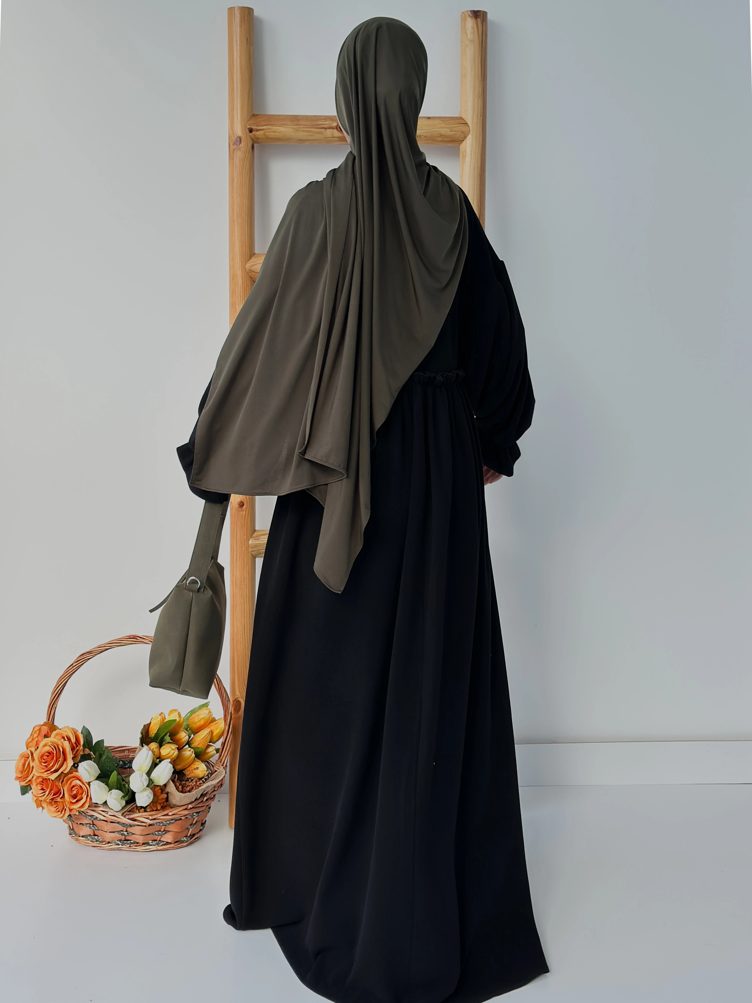 FİTİLLİ İNCİ ELBİSE  - SİYAH