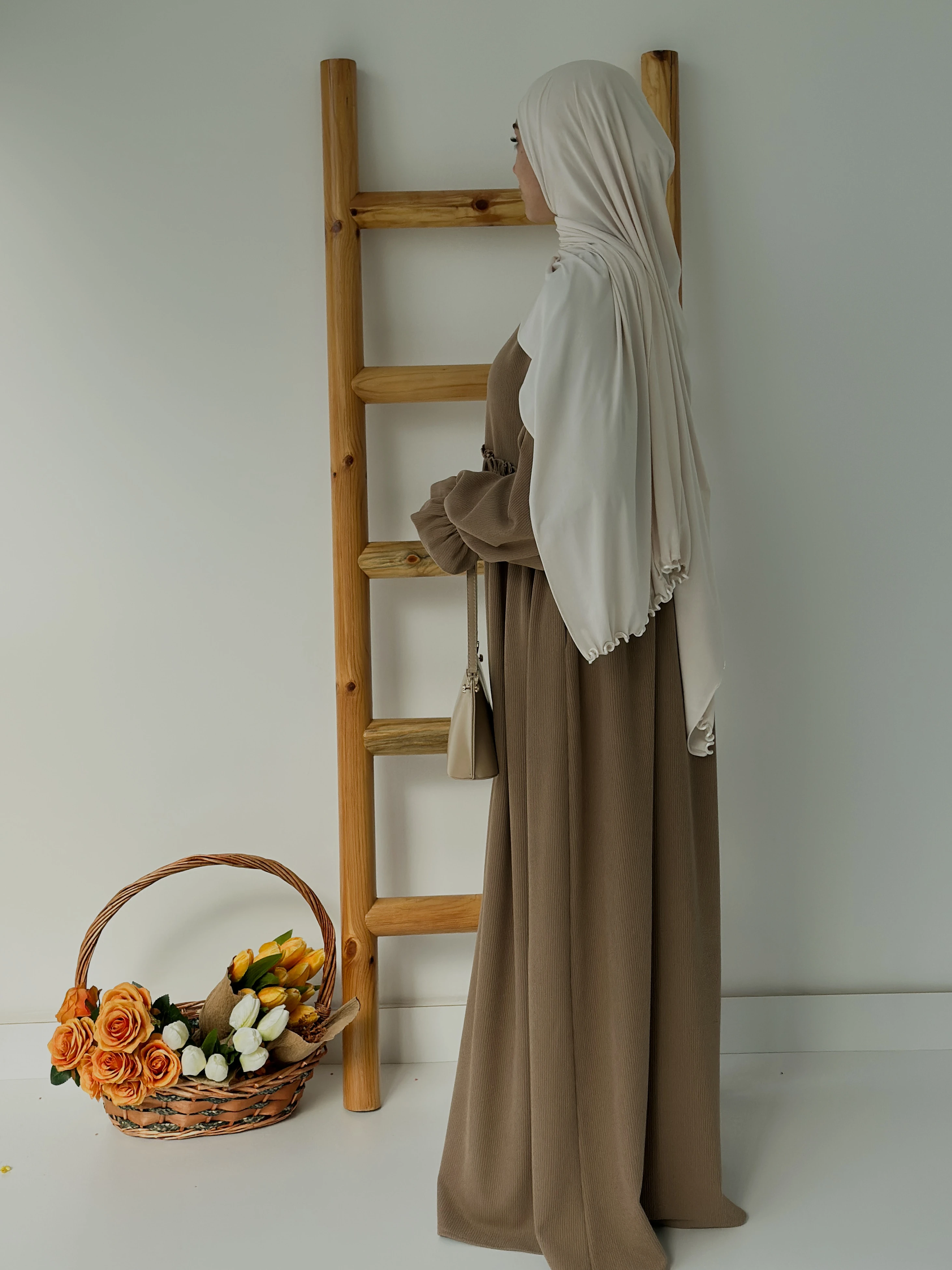 FİTİLLİ İNCİ ELBİSE  - VİZON