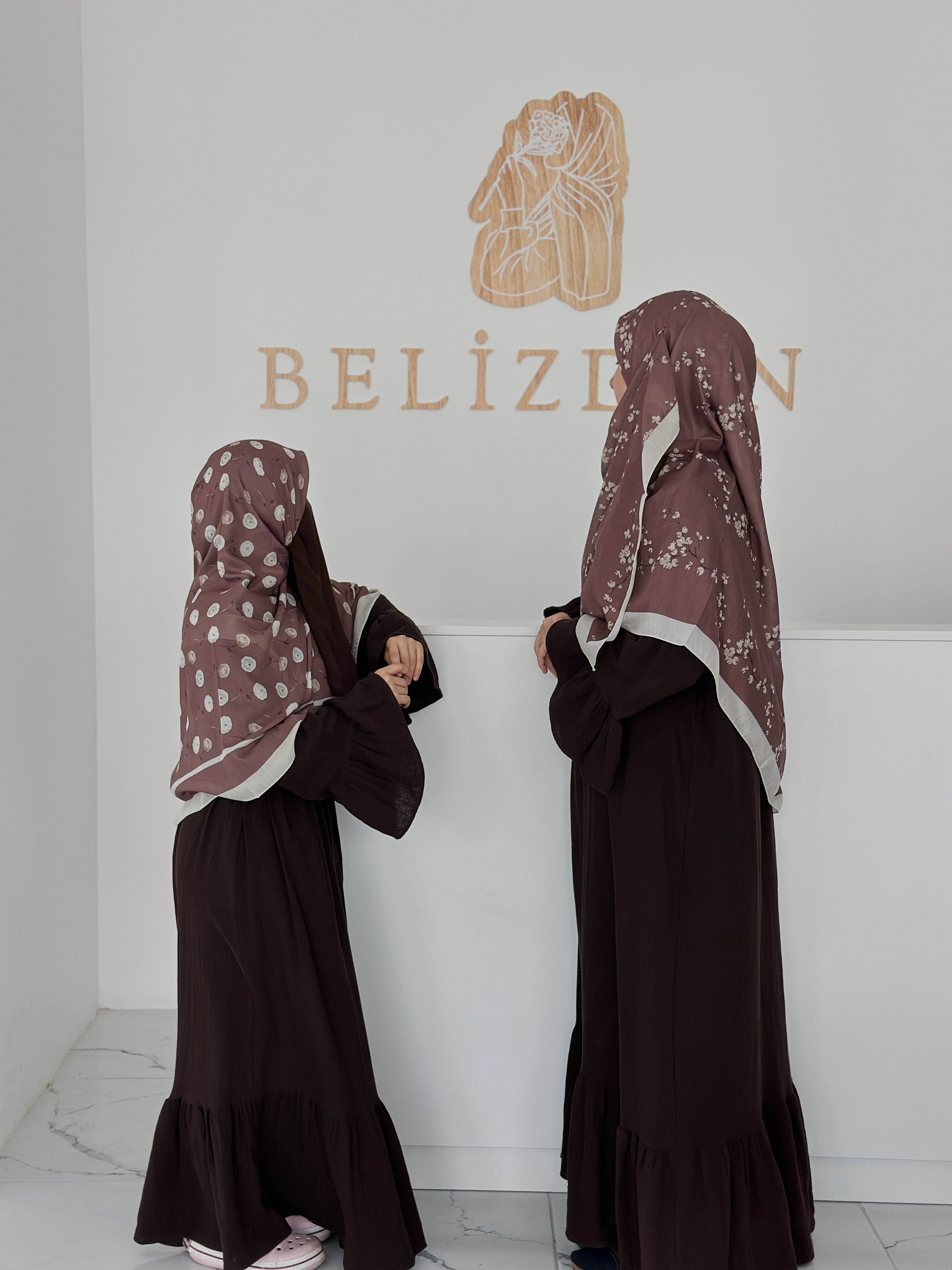 140x140 COTTON EŞARP ÇİÇEK  - KAHVE ÇİÇEK 