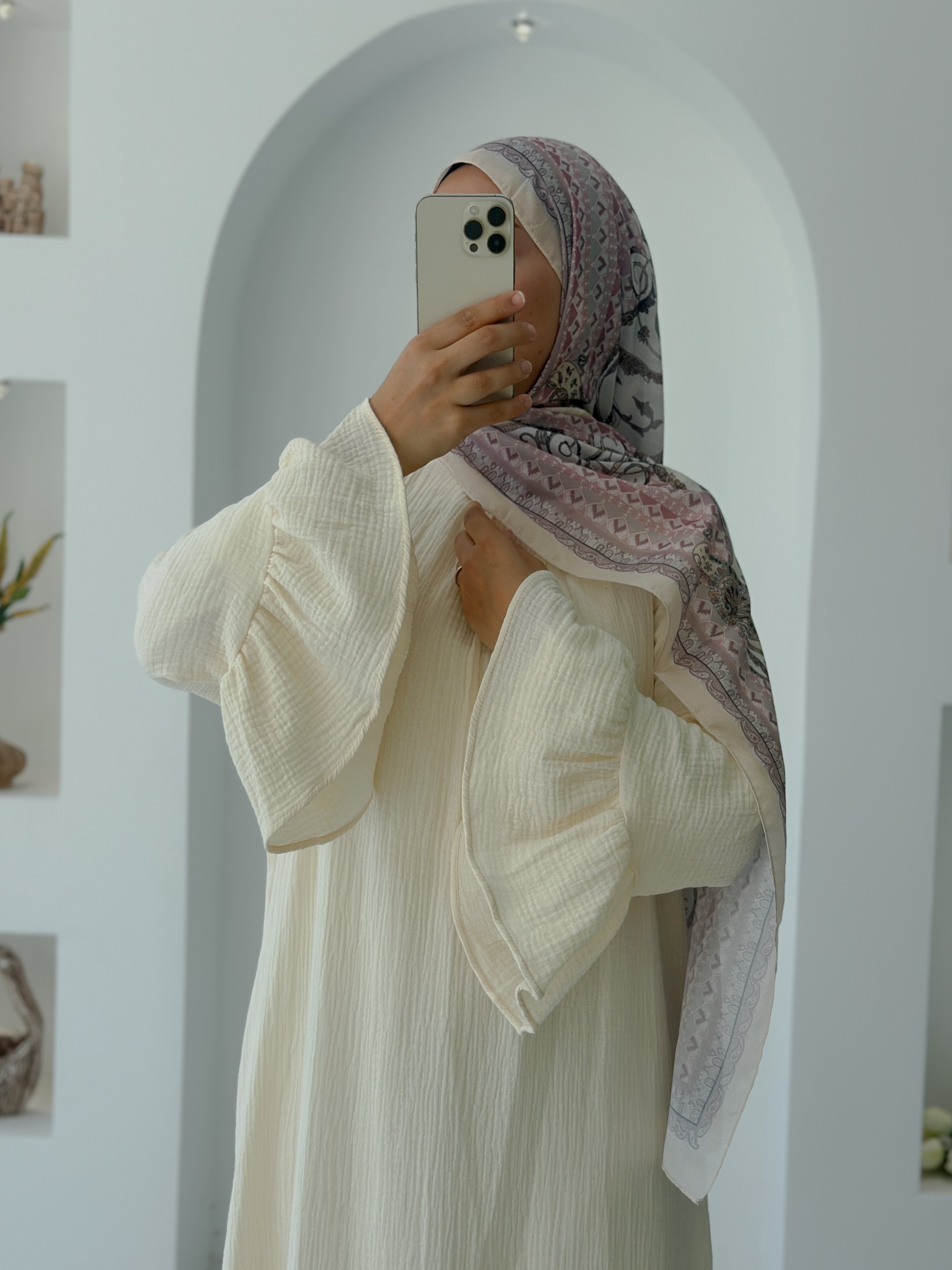 BAHAR MUSLİN ELBİSE  - EKRU