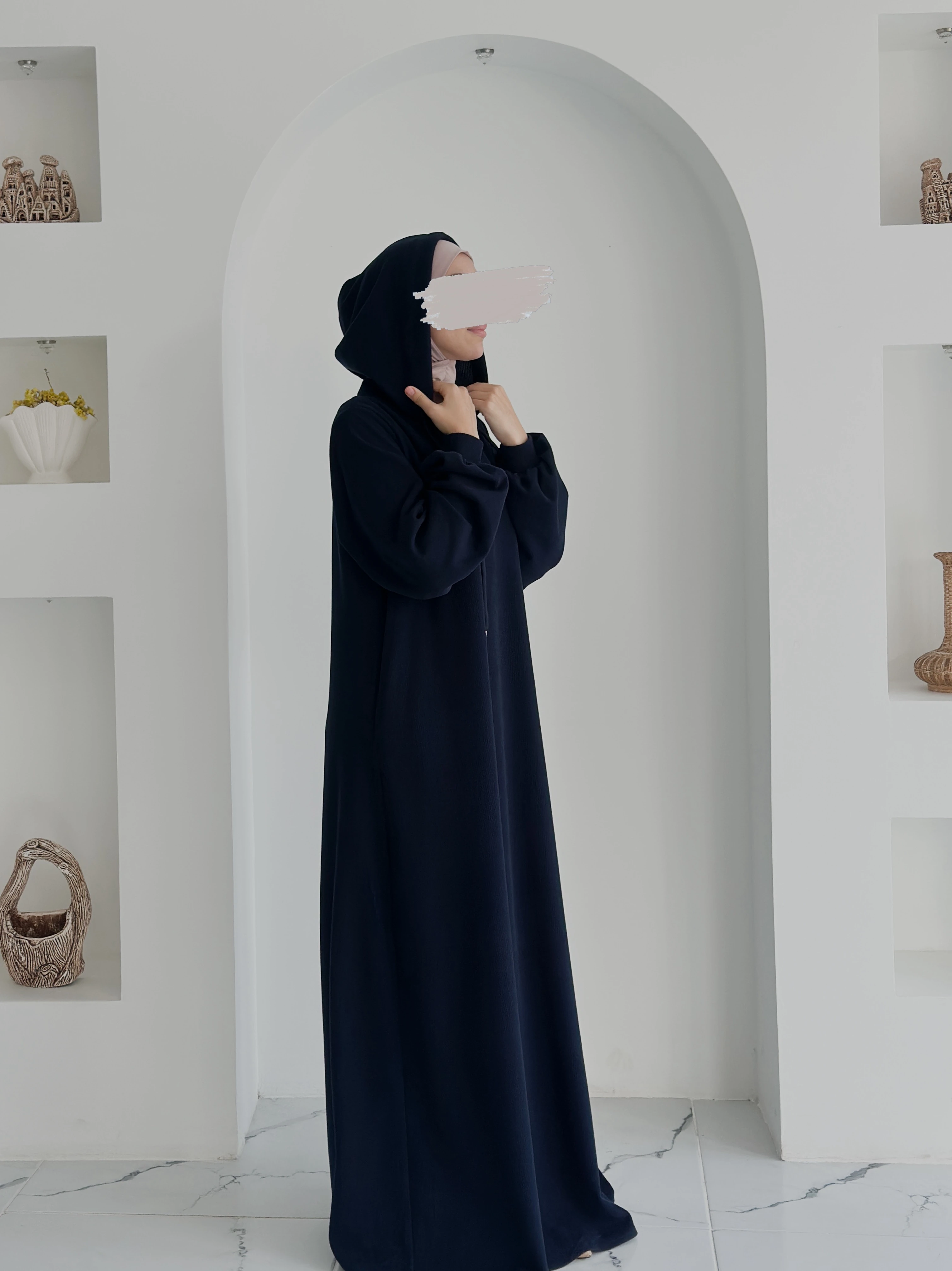 KAPŞONLU FİTİLLİ ELBİSE