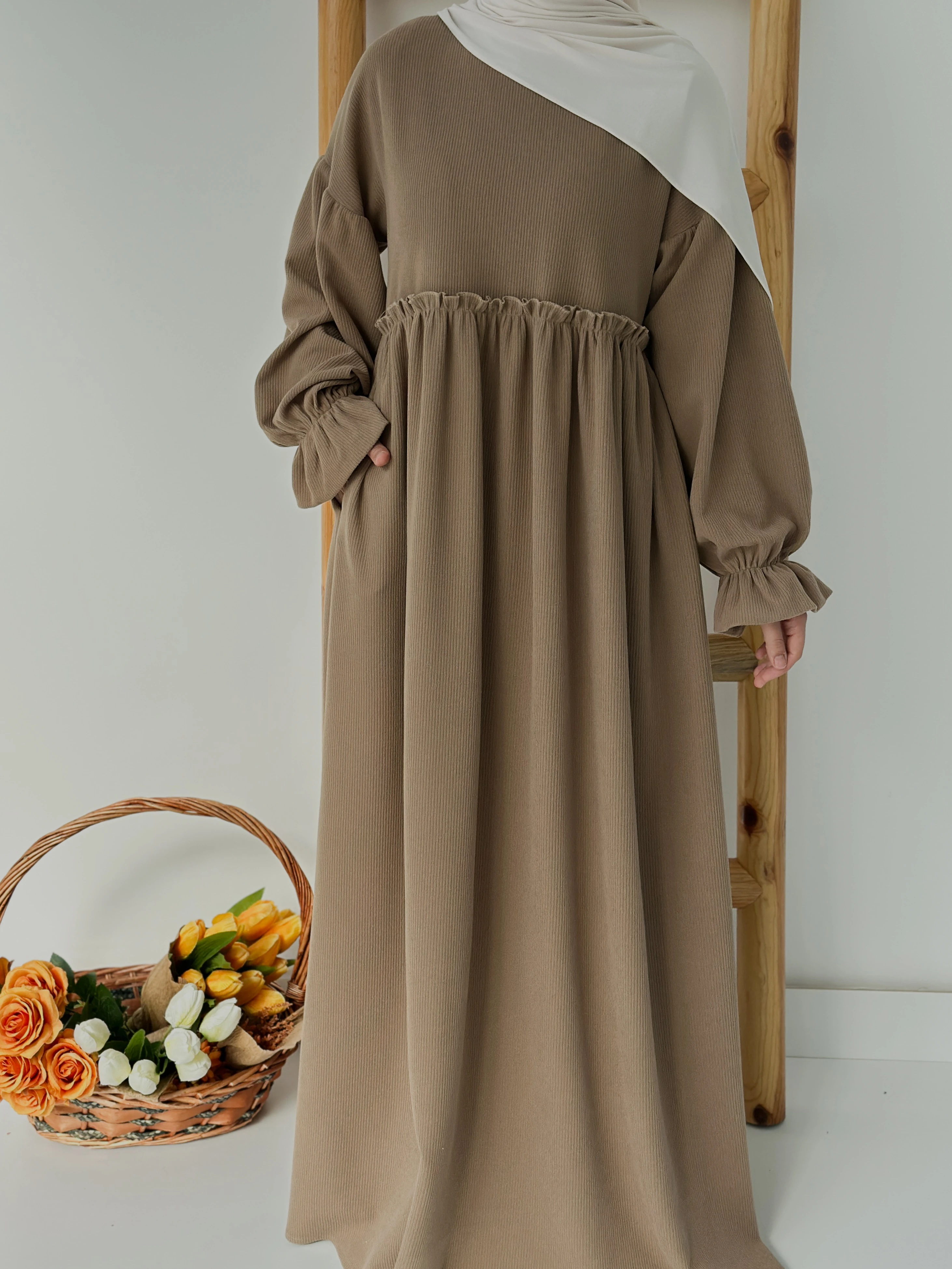 FİTİLLİ İNCİ ELBİSE  - VİZON