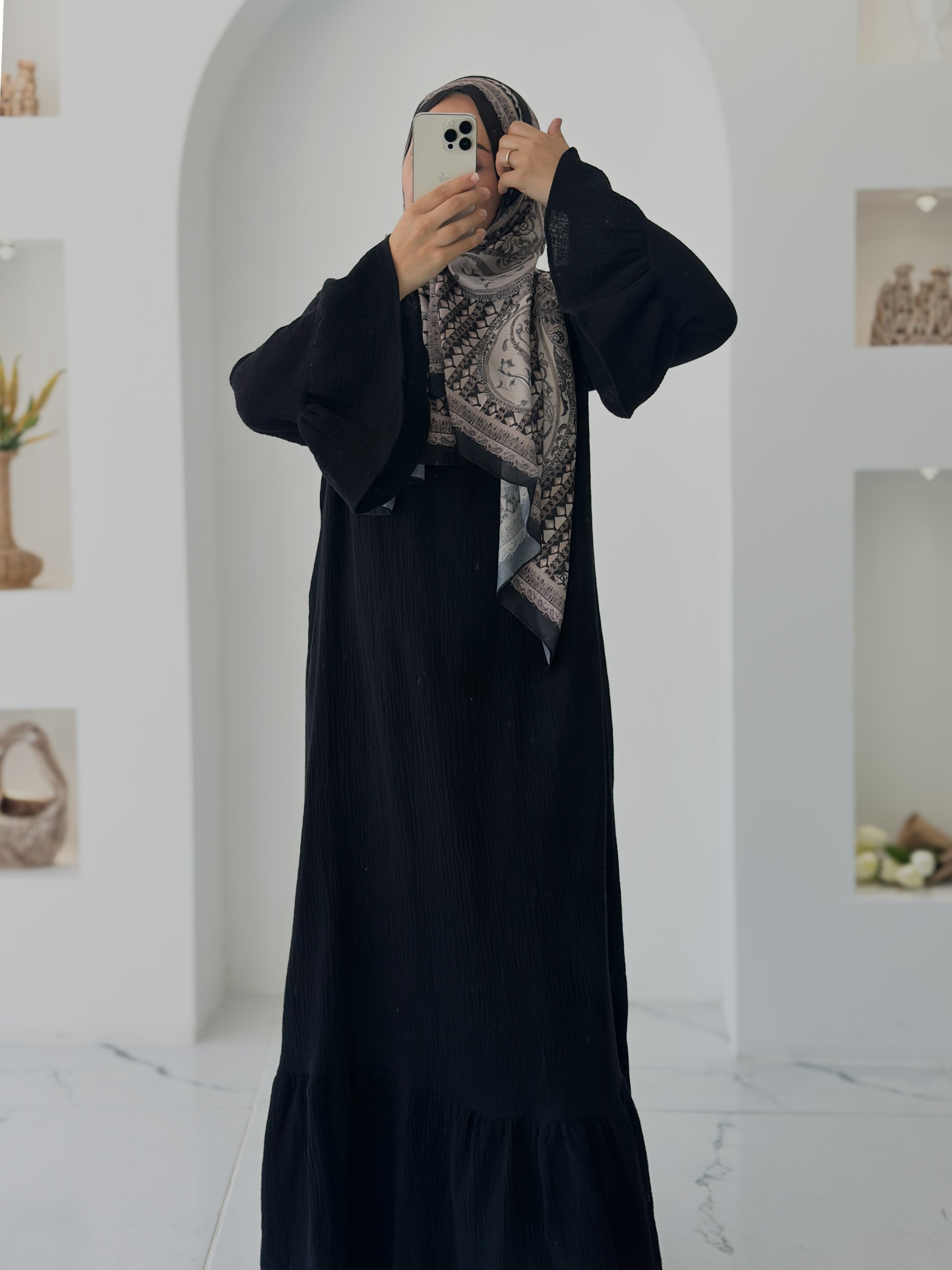 BAHAR MUSLİN ELBİSE  - SİYAH