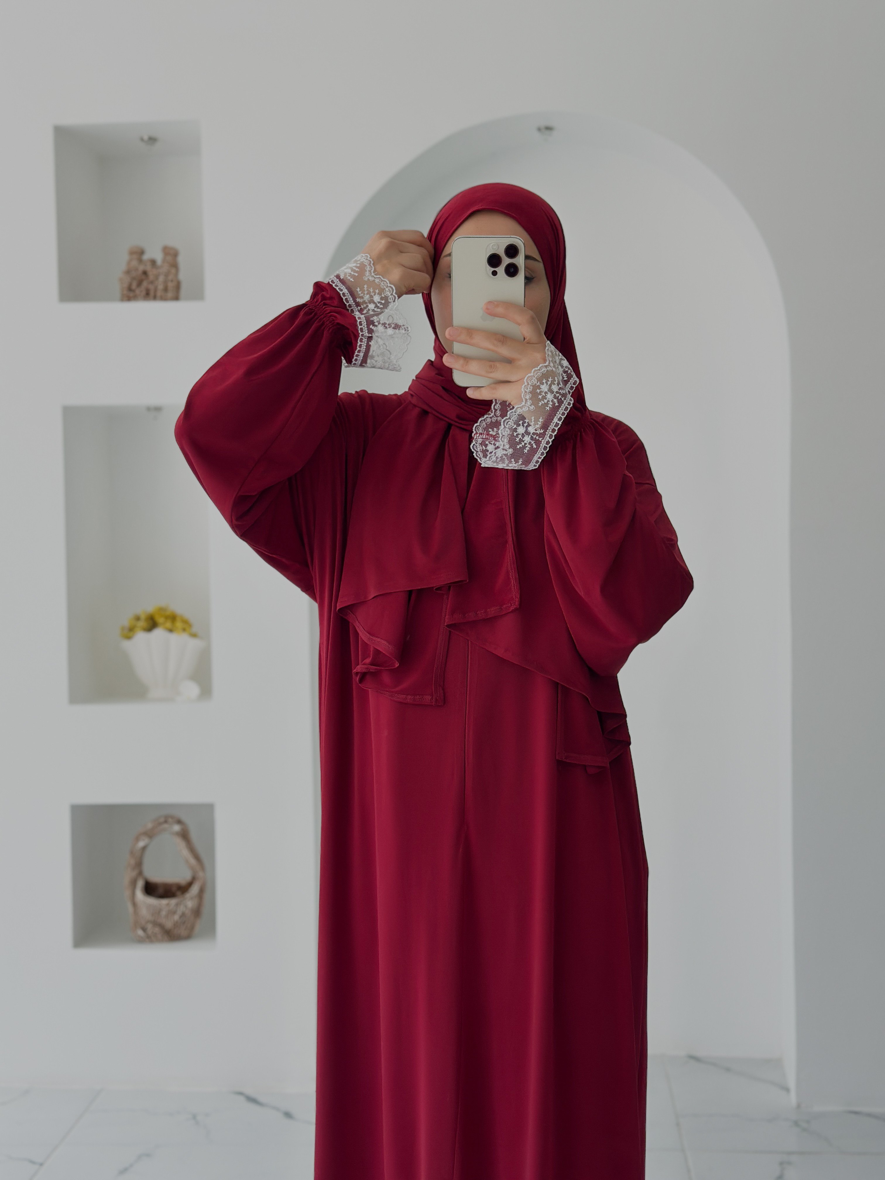 ŞALLI NAMAZ ELBİSESİ - VİŞNE
