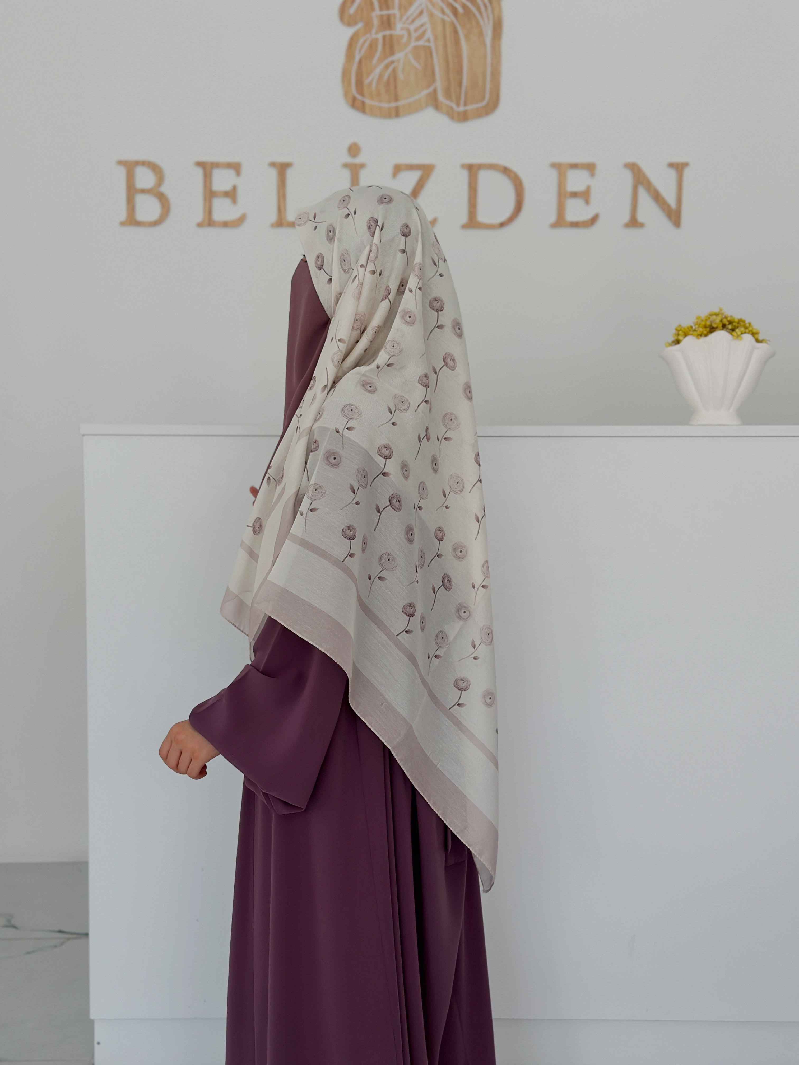 140x140 COTTON EŞARP GÜL - PUDRA GÜL 