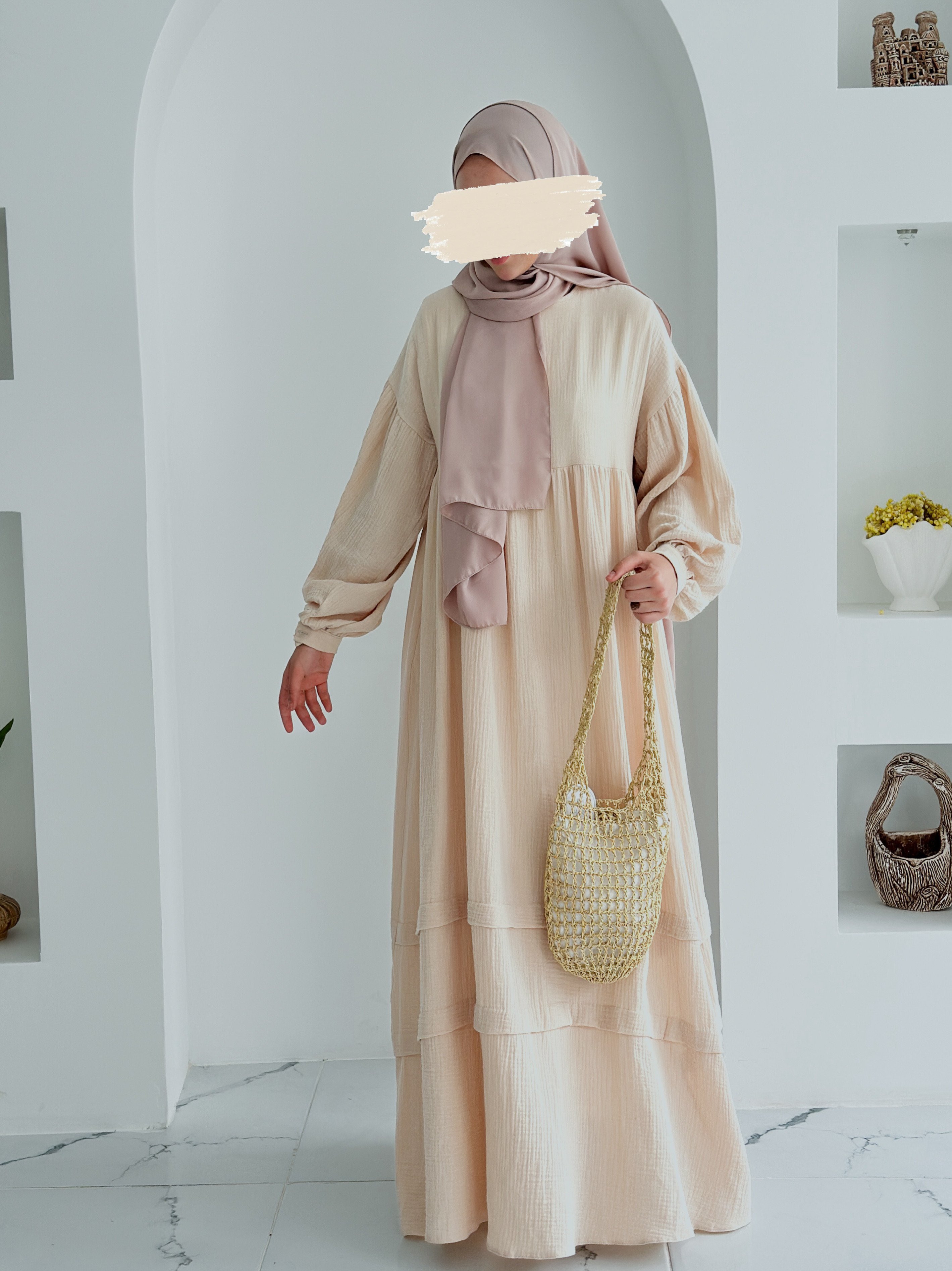 FARAH ELBİSE EKRU 