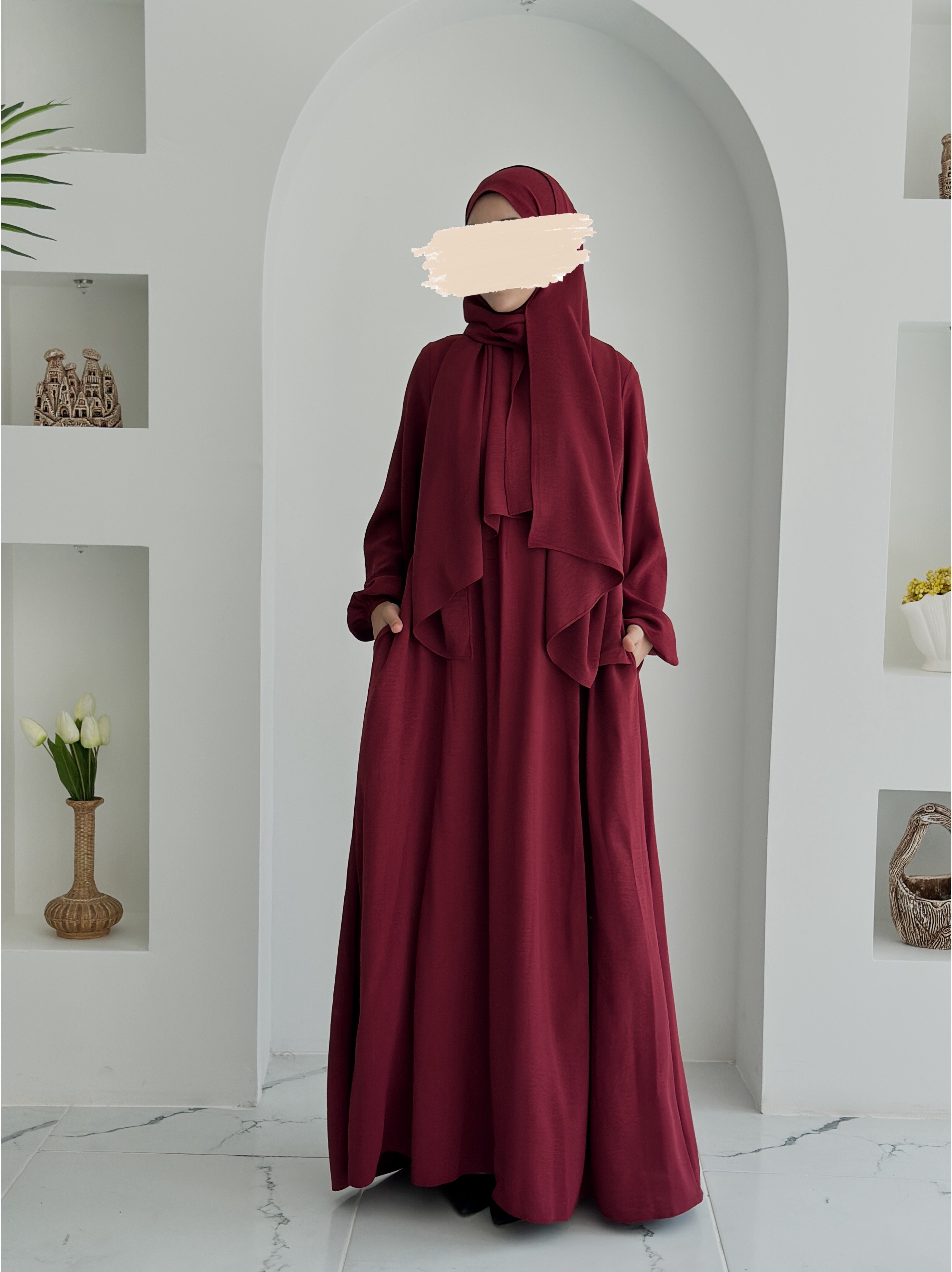 AİROBİN NEVA ABAYA  +ŞAL  - BORDO