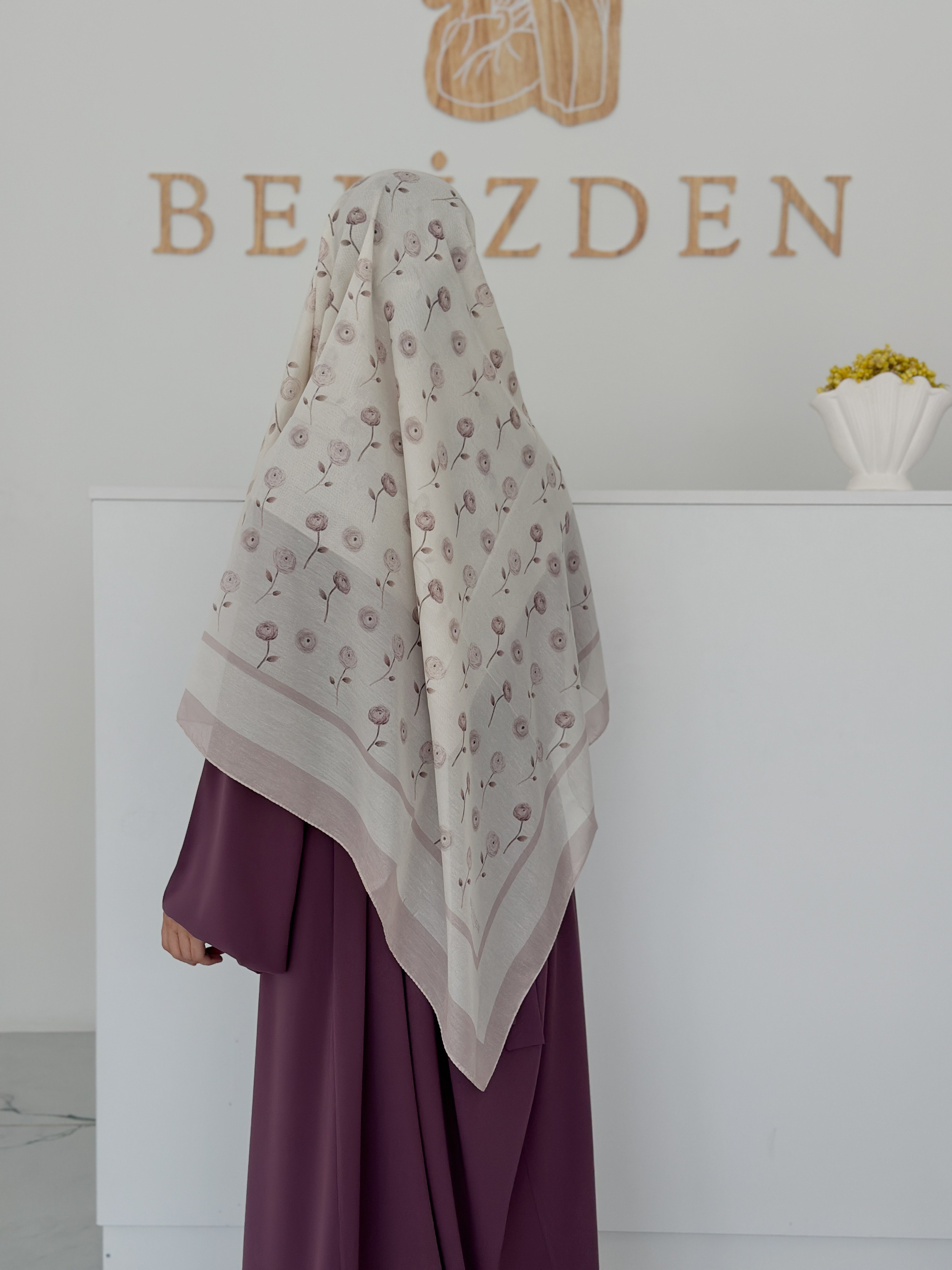 140x140 COTTON EŞARP GÜL - PUDRA GÜL 