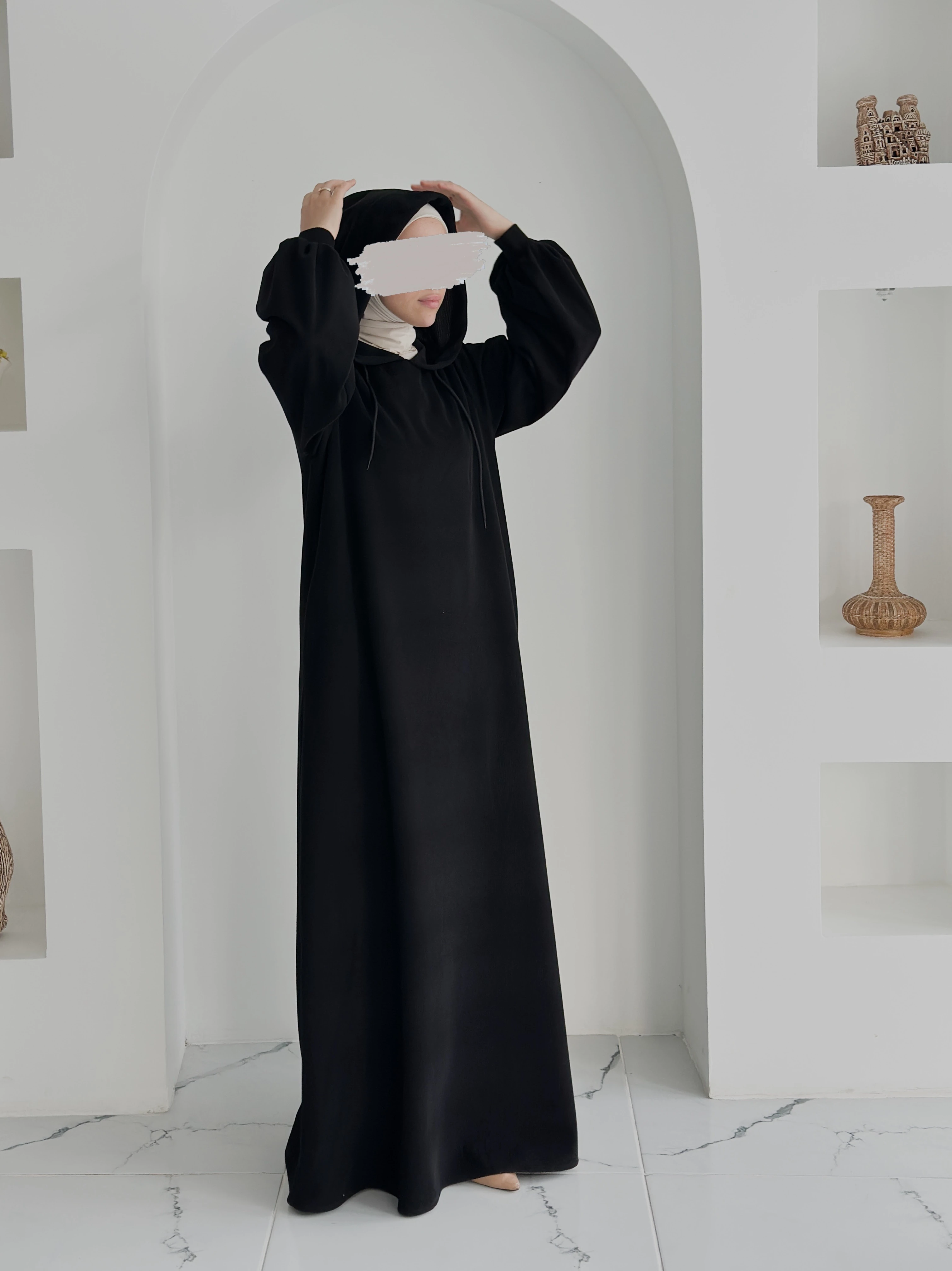 KAPŞONLU FİTİLLİ ELBİSE