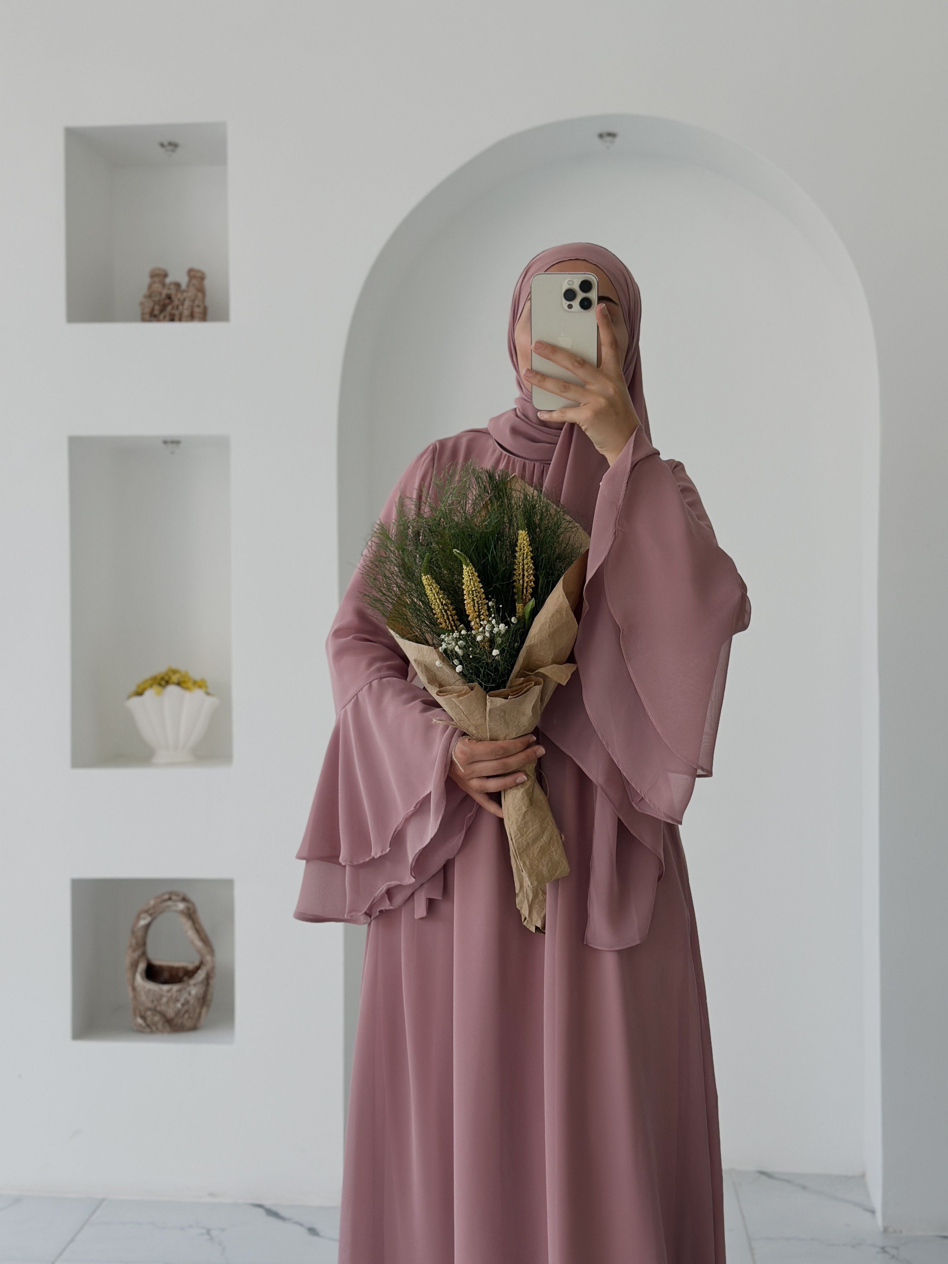 AHU ŞİFON ELBİSE  - PUDRA