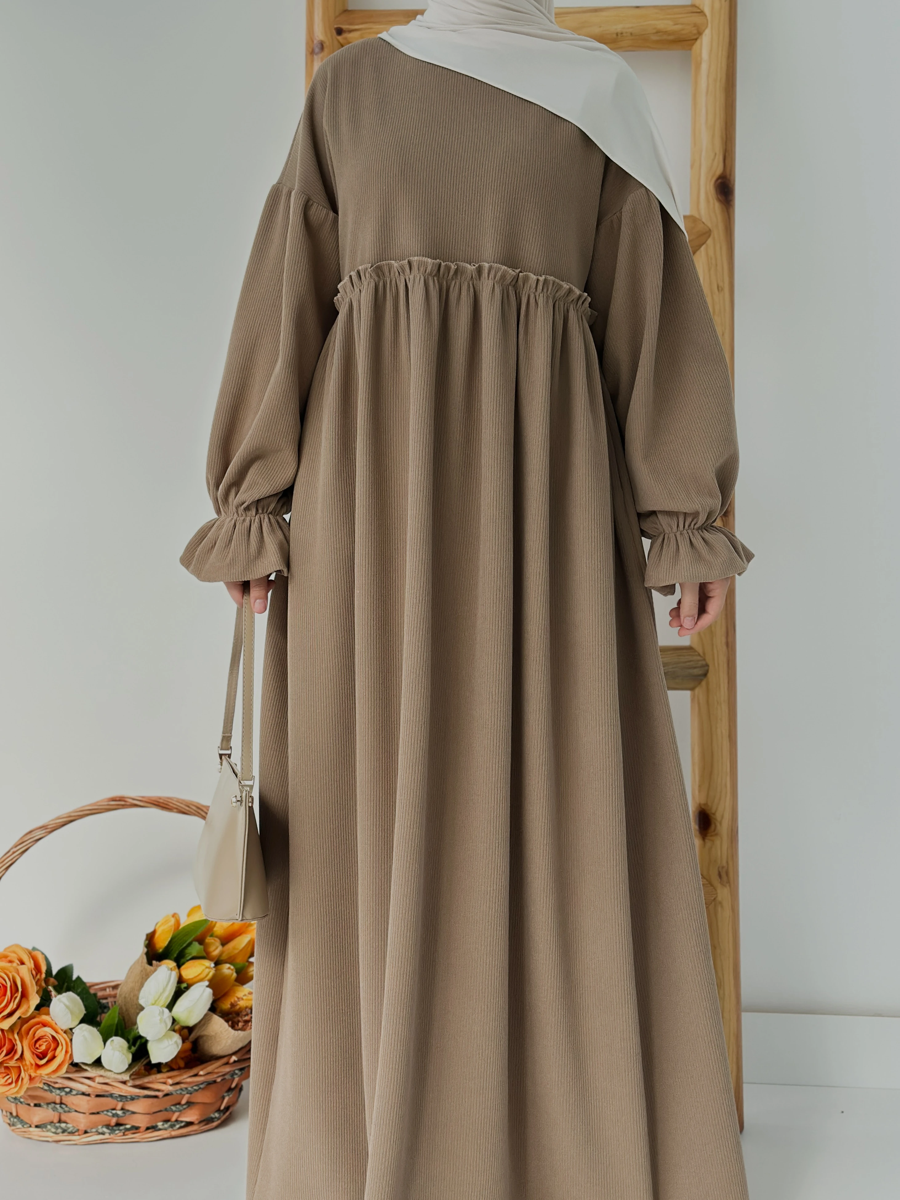 FİTİLLİ İNCİ ELBİSE  - VİZON