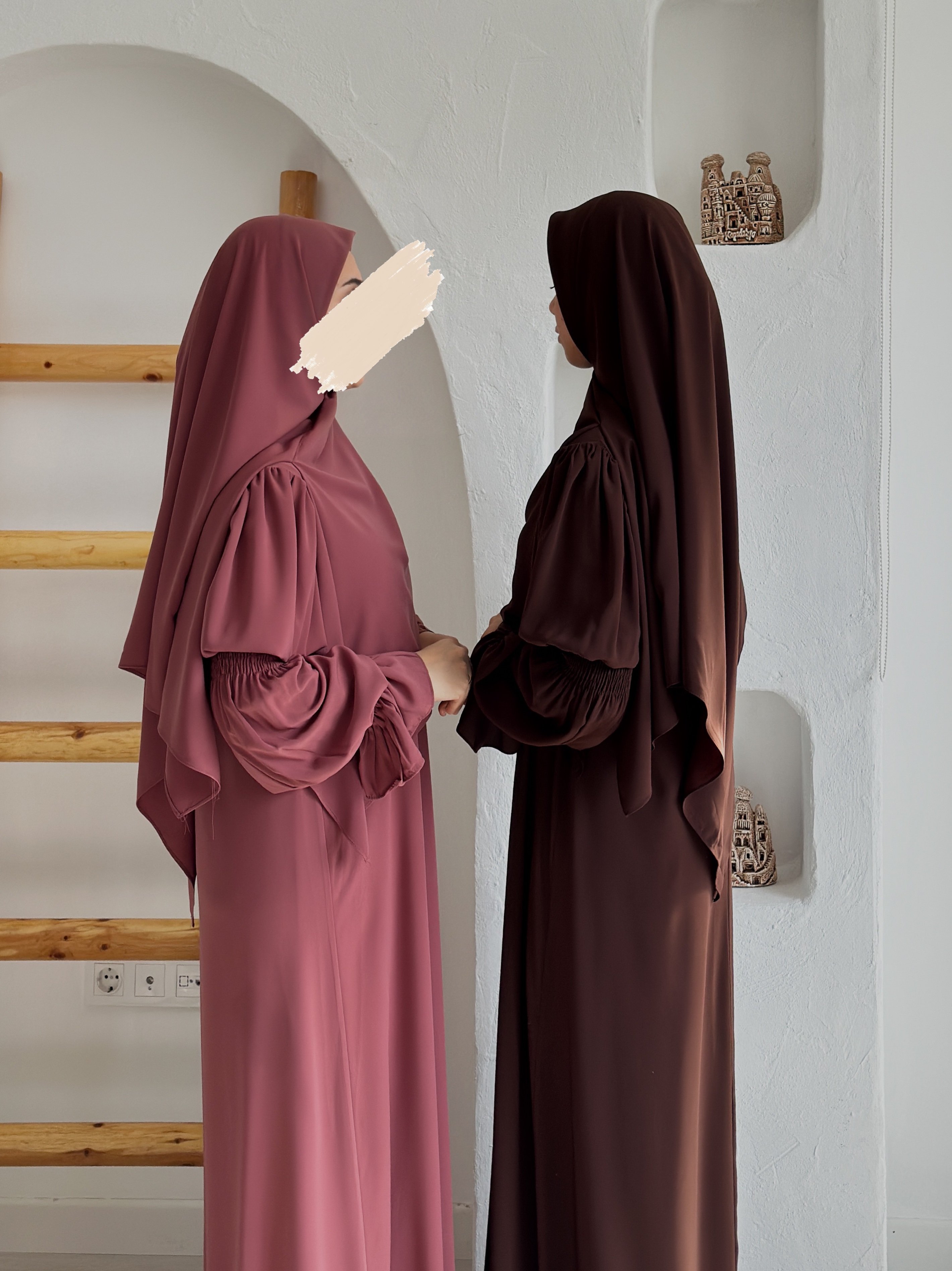 FİRUZE ELBİSE +FERMUARLI EŞARP - GÜL