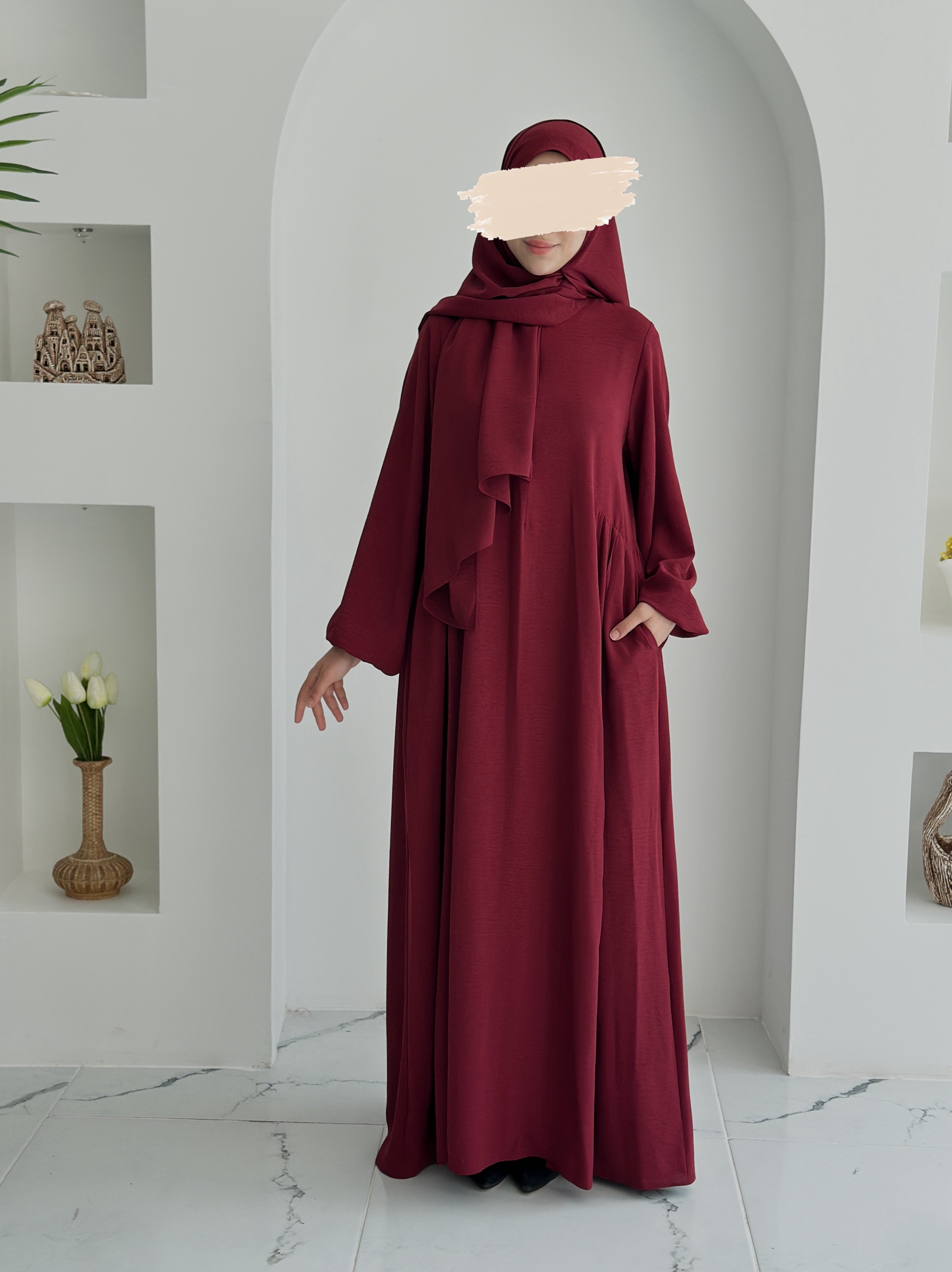 AİROBİN NEVA ABAYA  +ŞAL  - BORDO