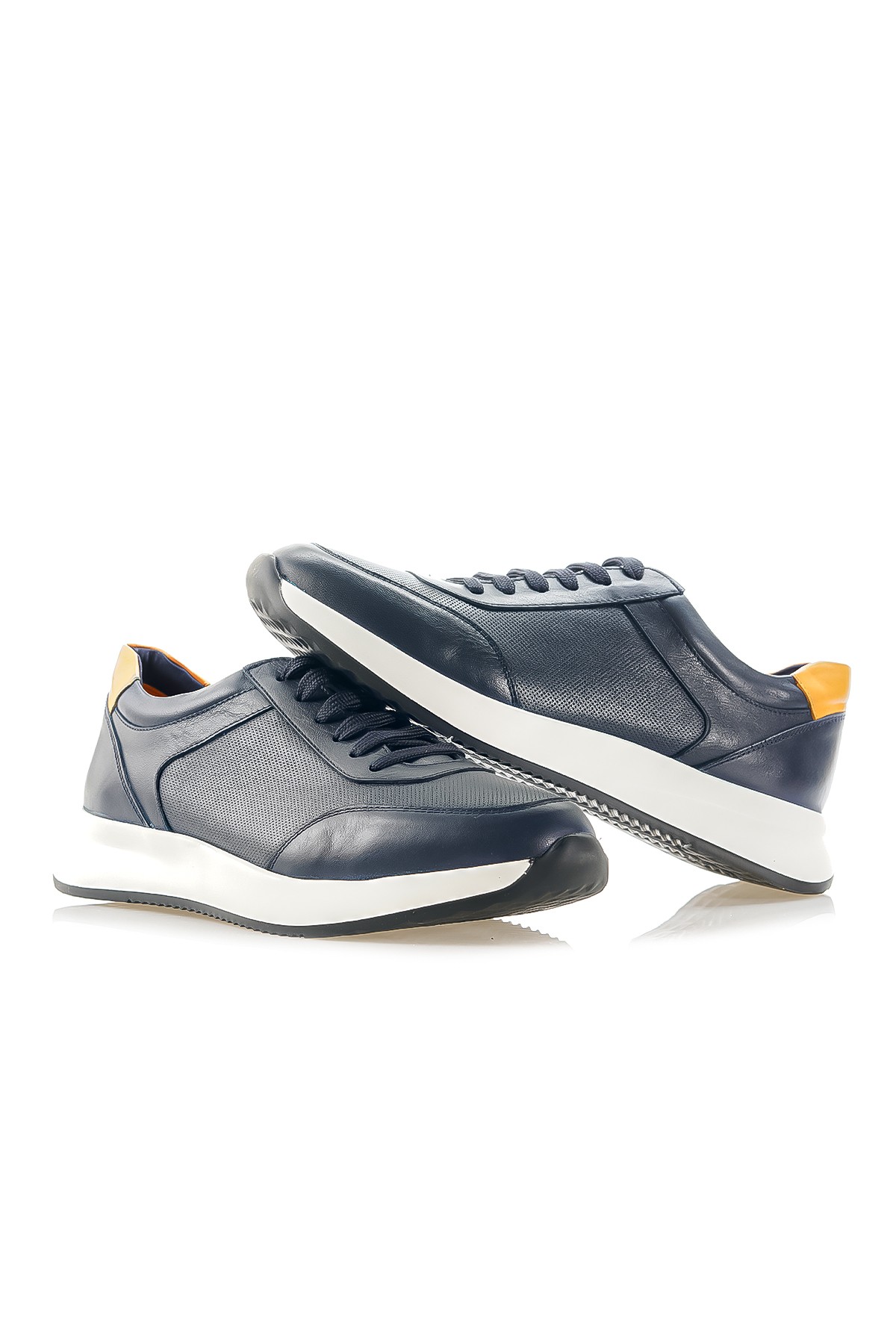 Yaşar Kaşlı Erkek Hakiki Deri Sneaker Günlük Ayakkabı (40-44) YKM-24131 M - SİYAH