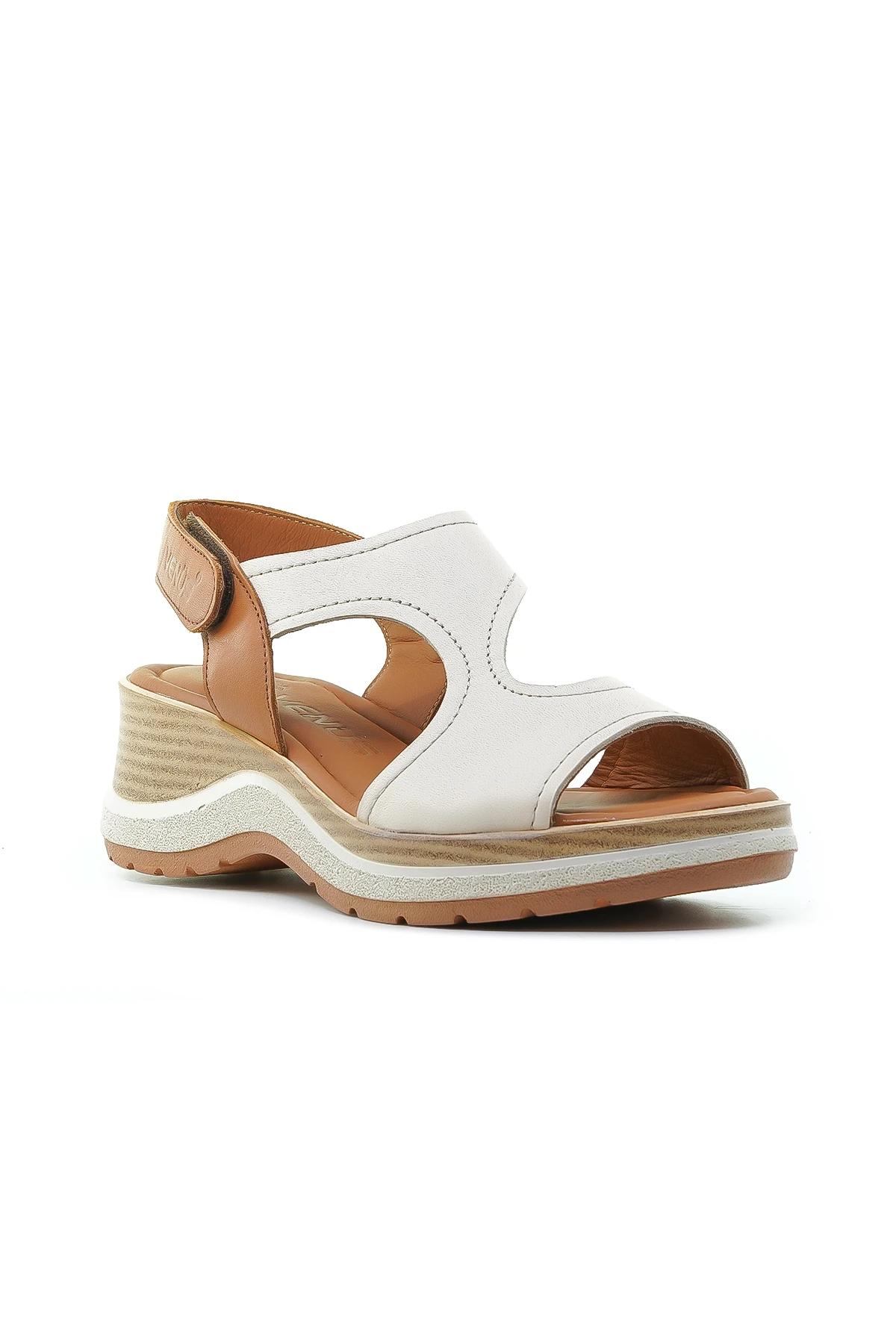 Venüs Kadın Hakiki Deri Dolgu Topuklu Comfort Casual Günlük Sandalet (36-40) 2409901Y Z - BEJ