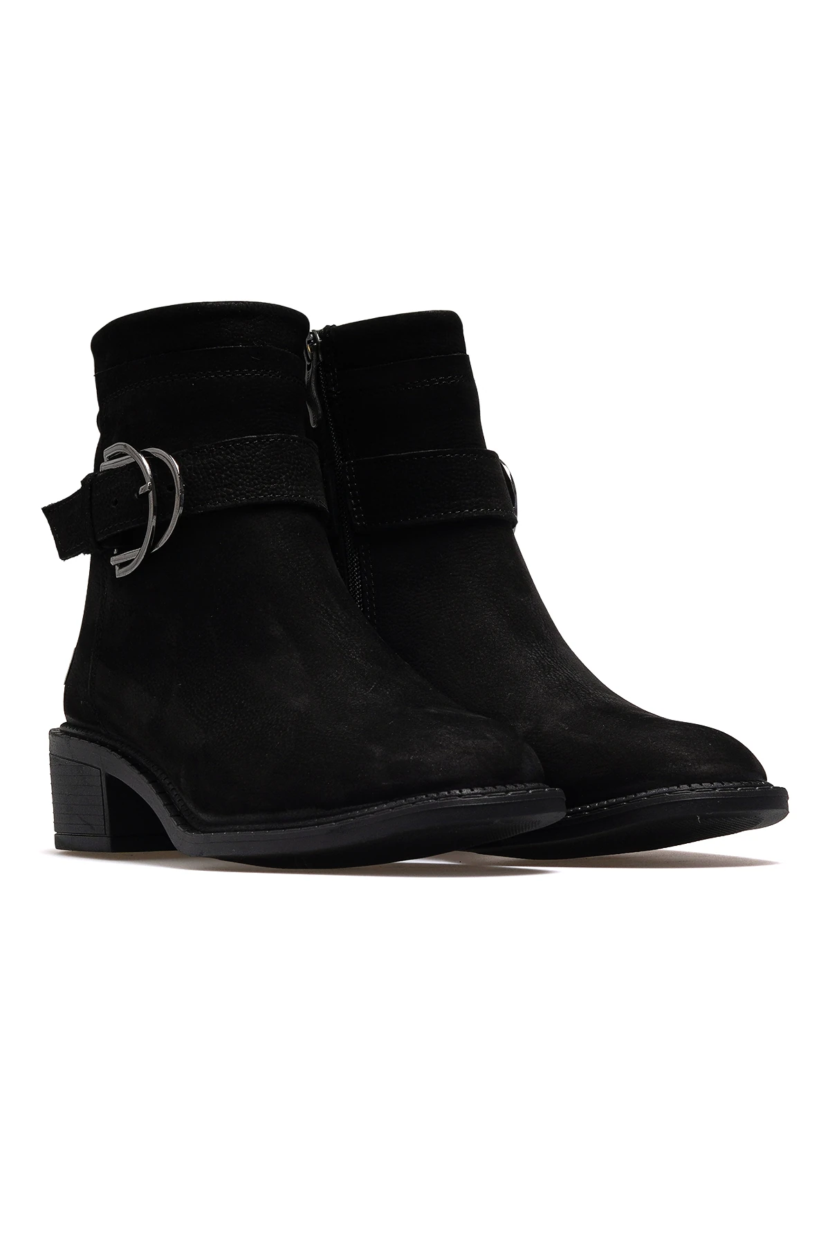 Kadın Hakiki Deri Topuklu Günlük Bot D25KB-8075 Z - SİYAH NUBUK