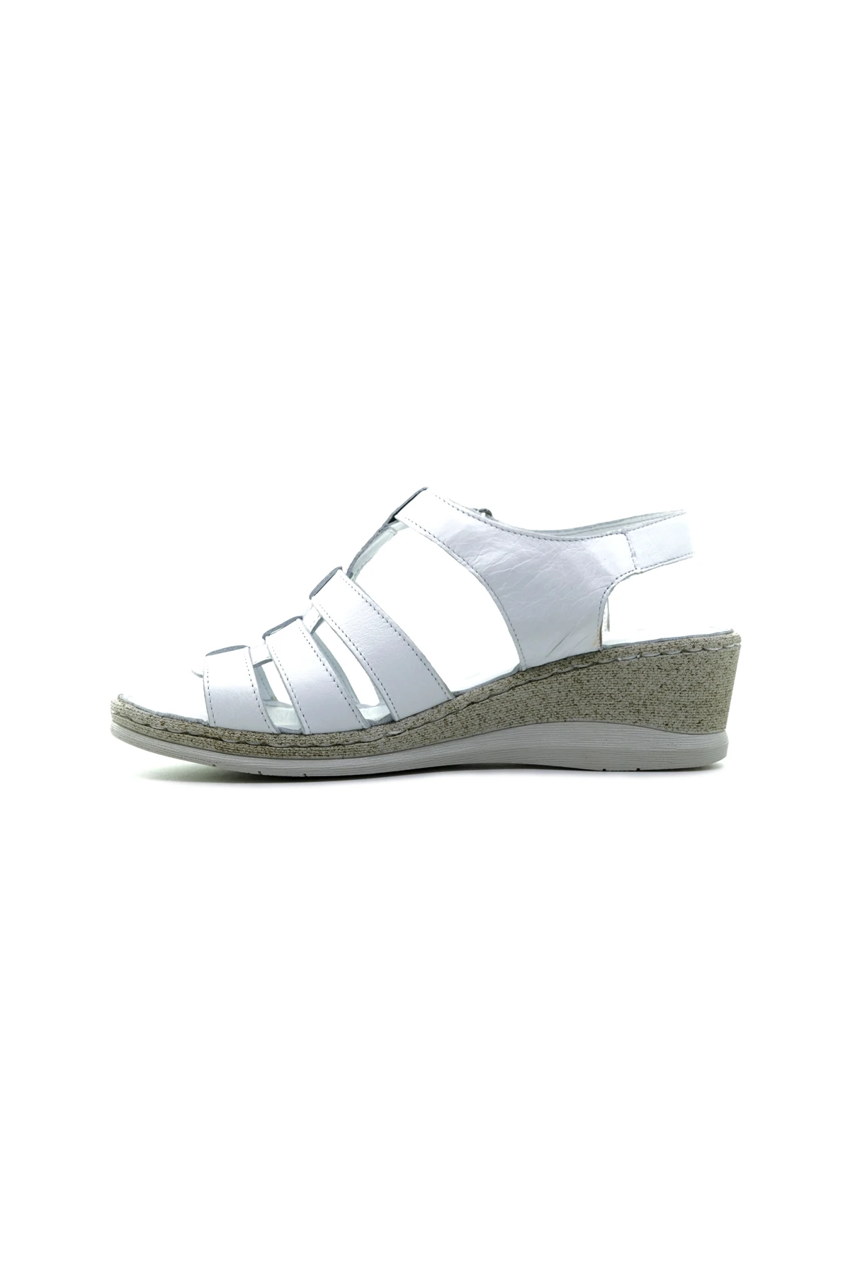 Mammamia Kadın Hakiki Deri Dolgu Topuklu Comfort Casual Günlük Sandalet (36-40) D24YS-1405 Z - BEYAZ