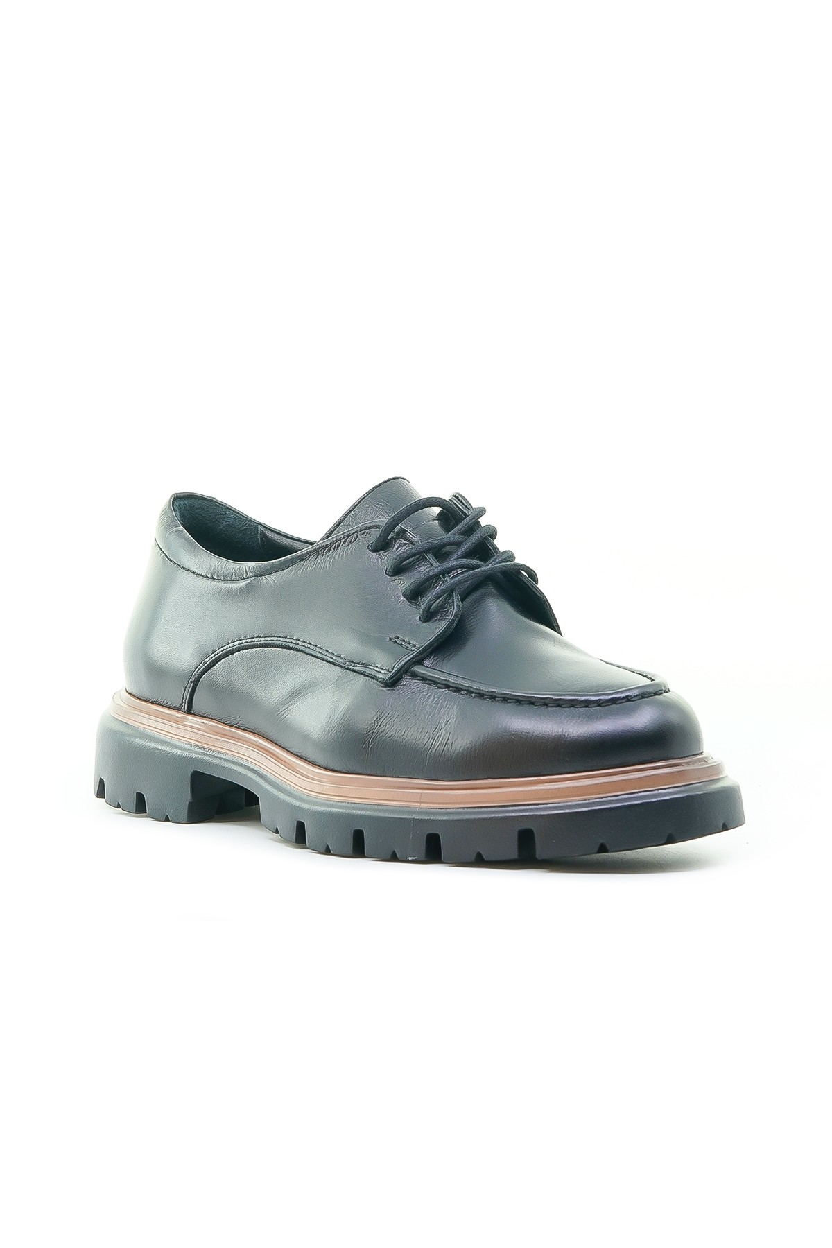 Venüs Kadın Hakiki Deri Bağcıklı Loafer Günlük Ayakkabı (36-40) 2412903Y Z - SİYAH