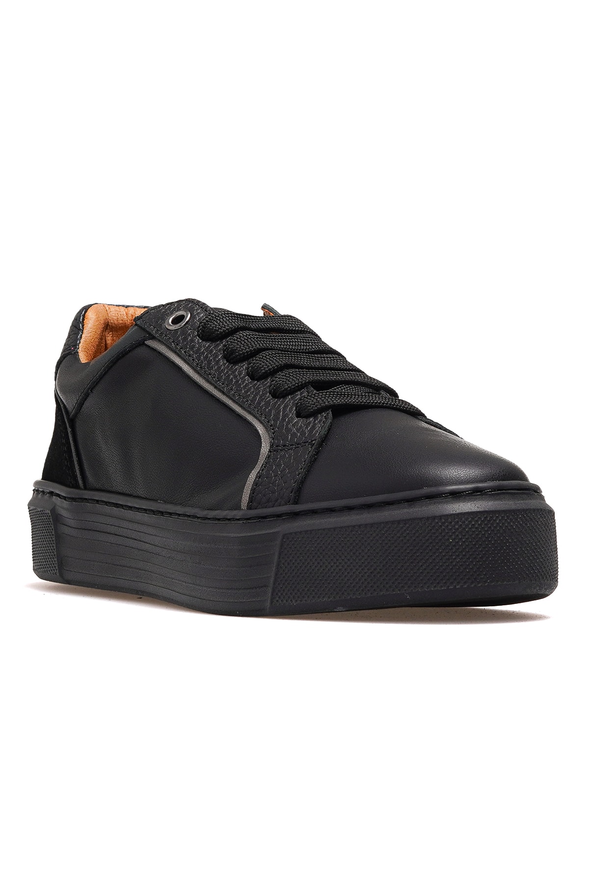 Kadın Hakiki Deri Sneaker Günlük Ayakkabı D25KA-490 Z - SİYAH