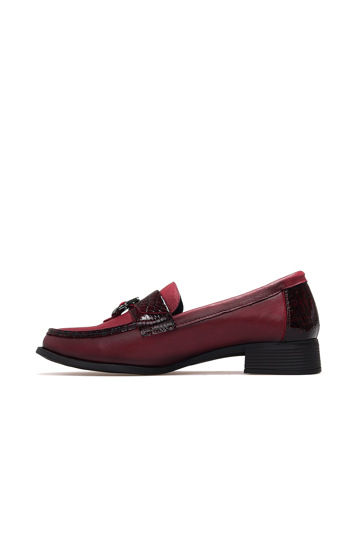 Kadın Hakiki Deri Loafer Günlük Ayakkabı D25KA-855 Z - BORDO