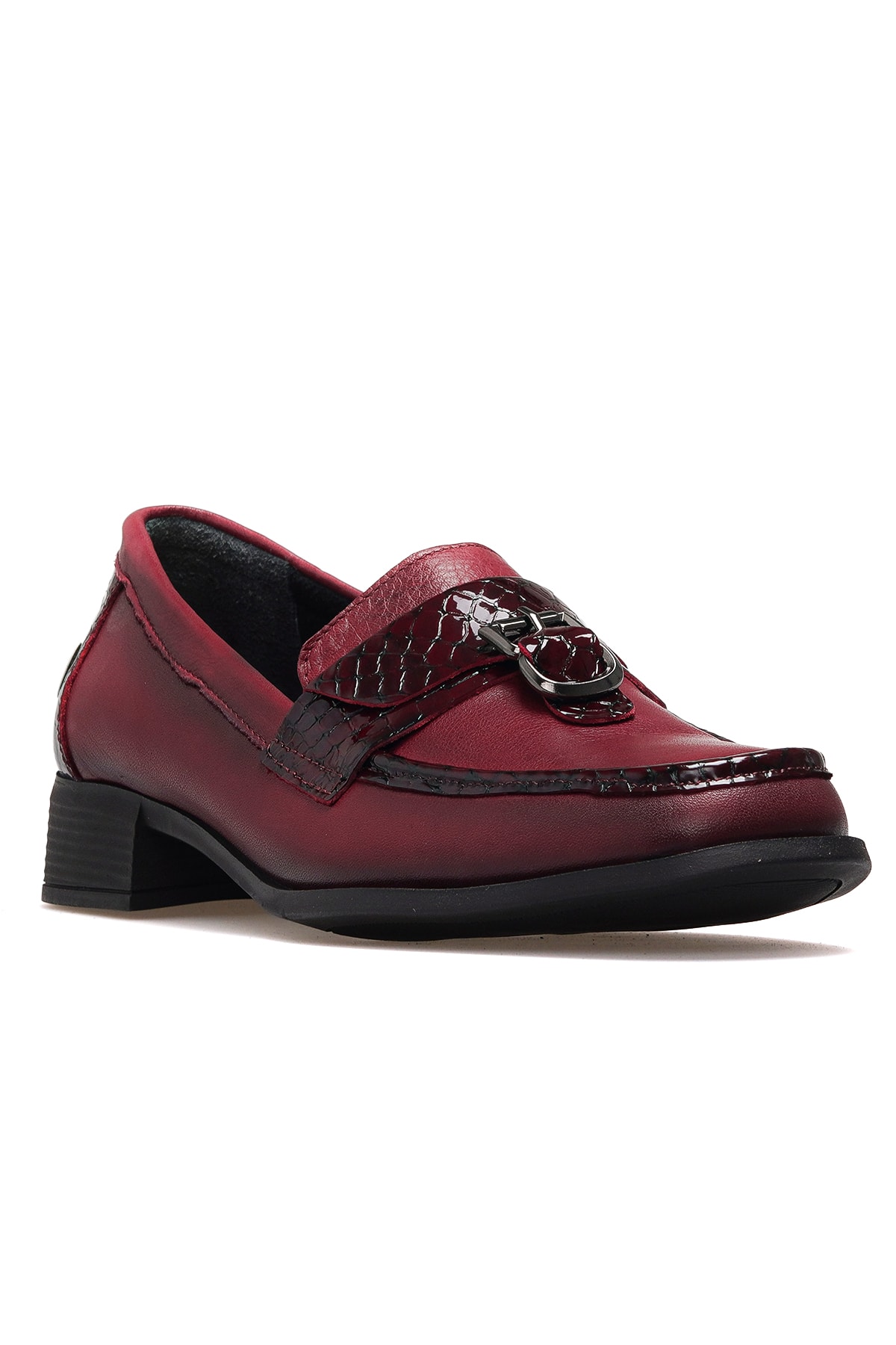 Kadın Hakiki Deri Loafer Günlük Ayakkabı D25KA-855 Z - BORDO