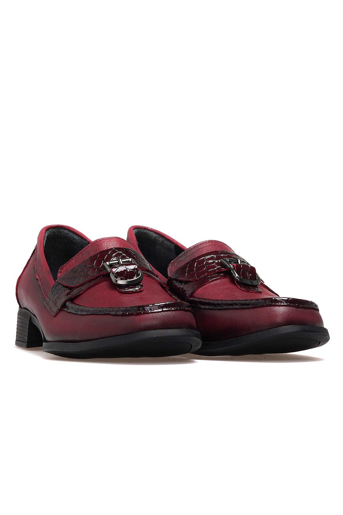 Kadın Hakiki Deri Loafer Günlük Ayakkabı D25KA-855 Z - BORDO