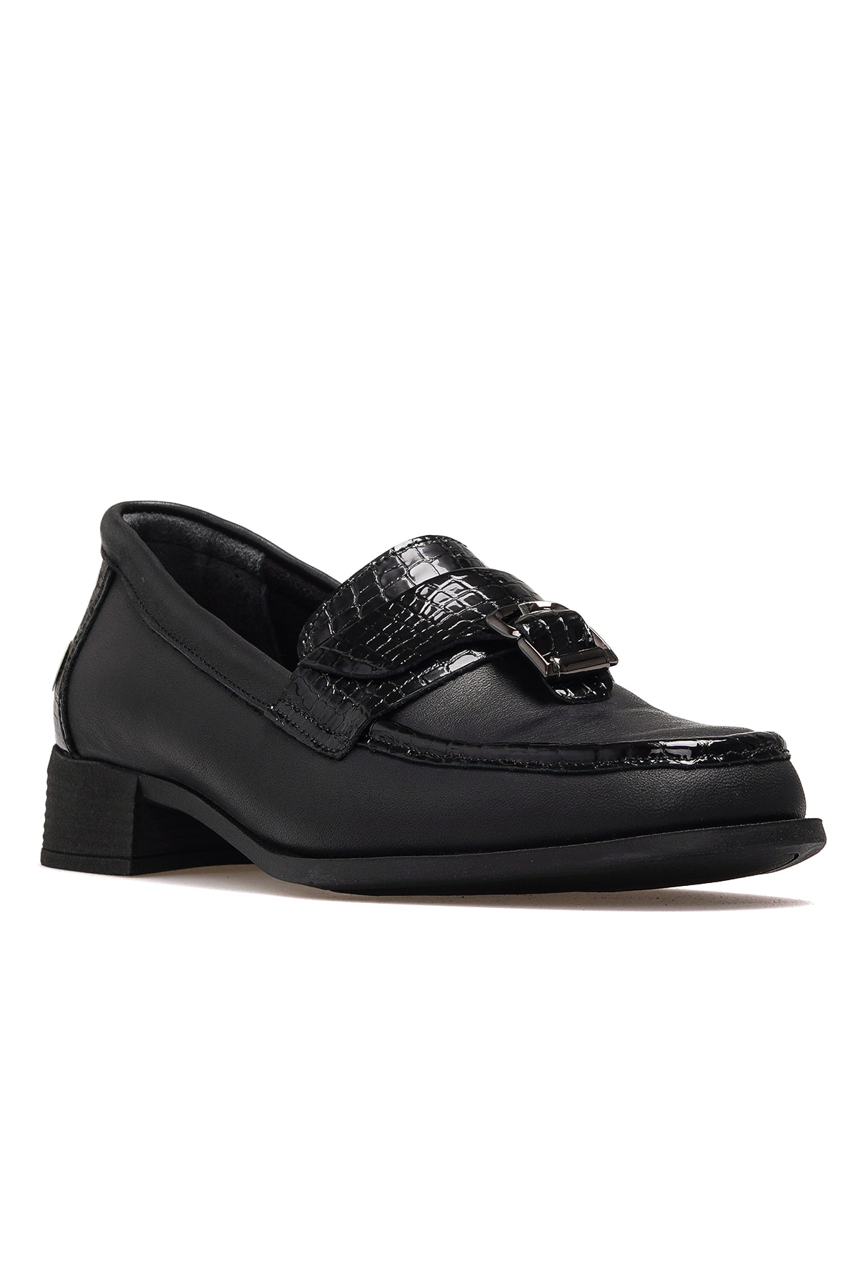 Kadın Hakiki Deri Loafer Günlük Ayakkabı D25KA-855 Z - SİYAH