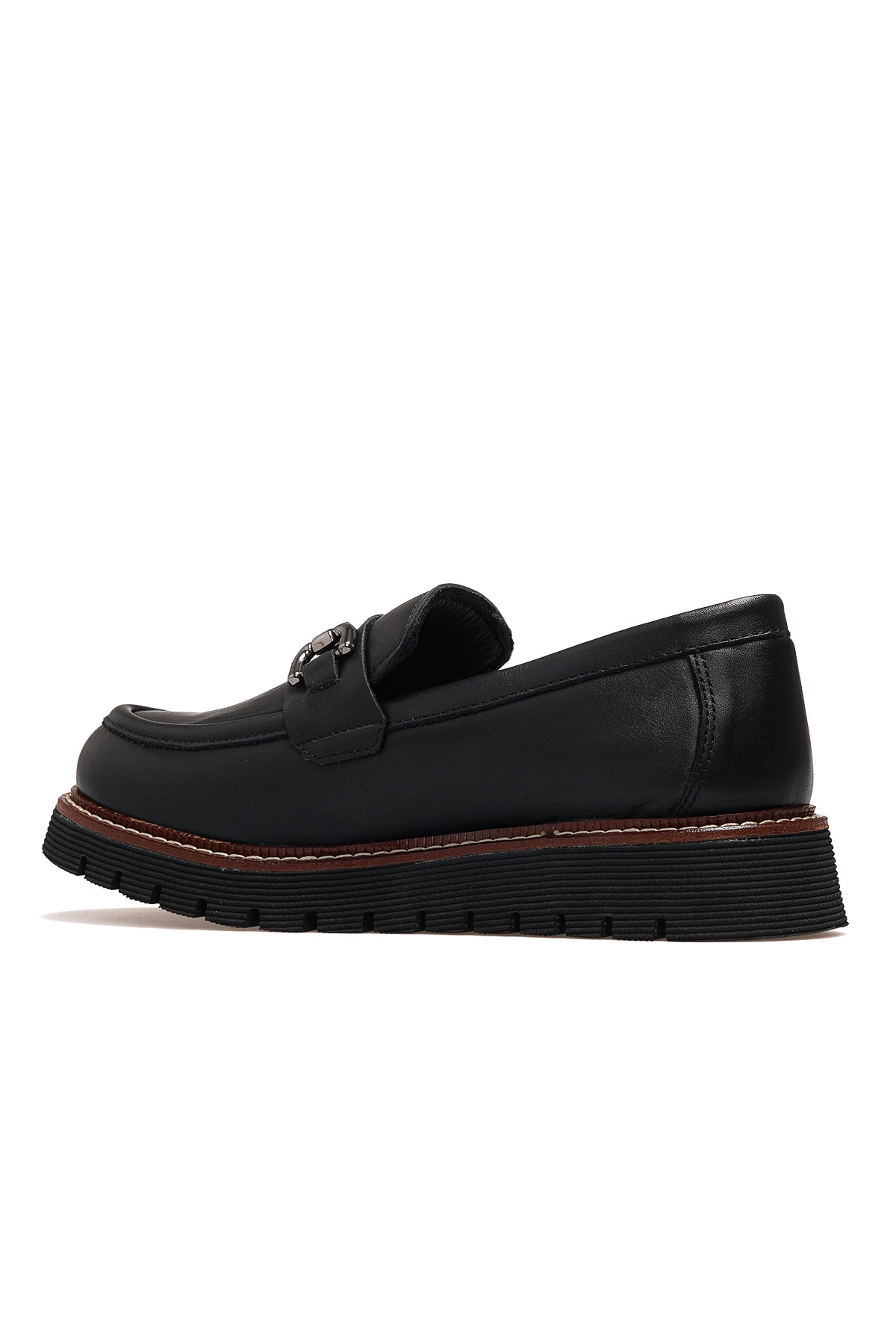 Kadın Hakiki Deri Loafer Günlük Ayakkabı D25KA-3240 Z - SİYAH