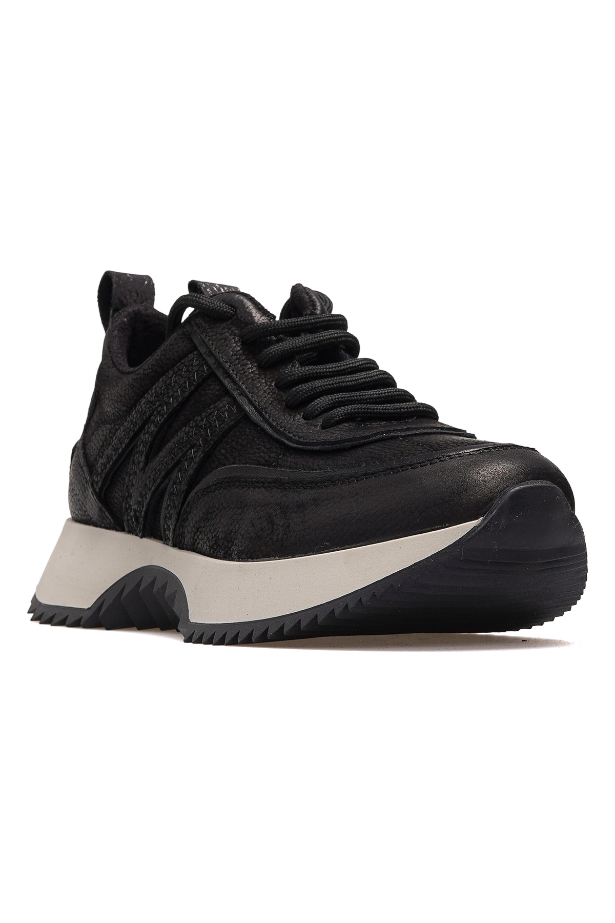 Kadın Hakiki Deri Sneaker Günlük Ayakkabı D25KA-3700 Z - SİYAH NUBUK