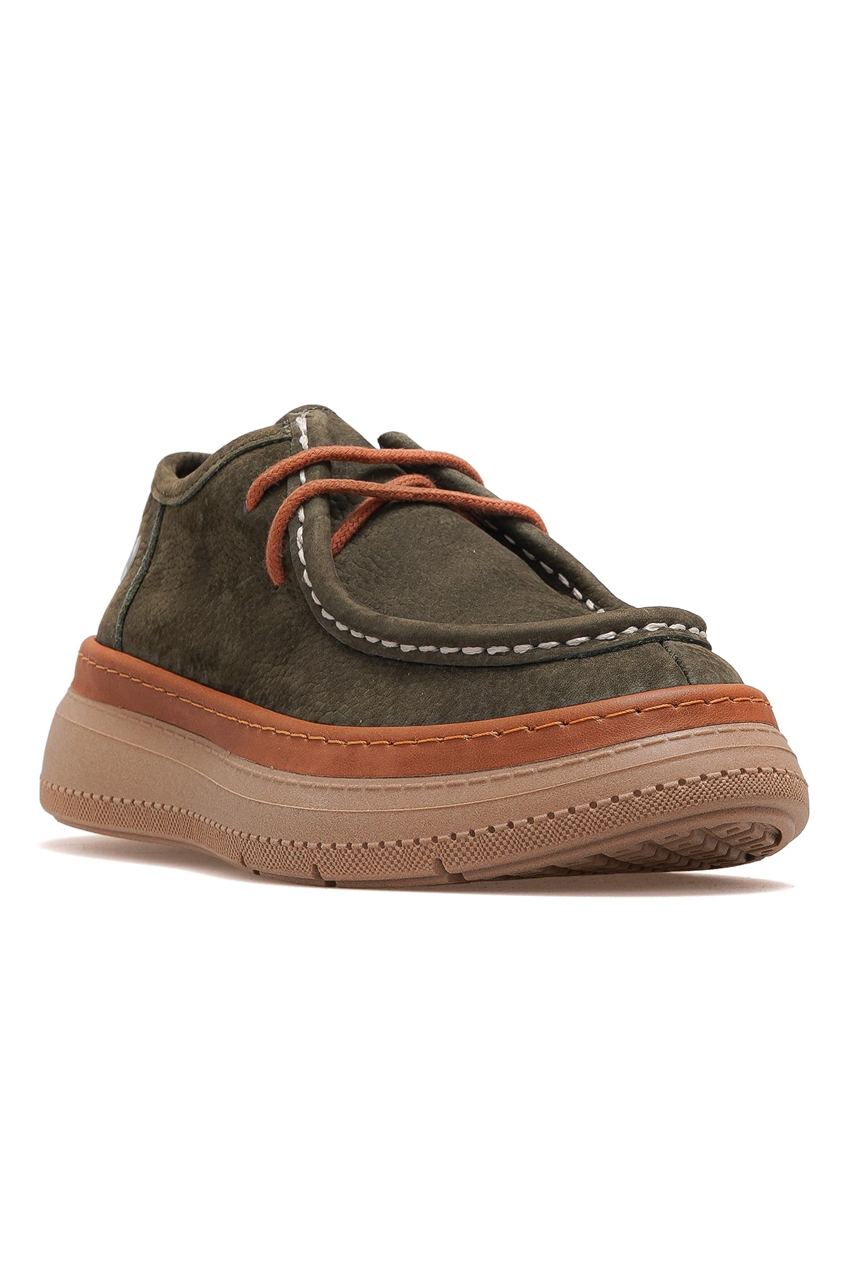 Kadın Hakiki Deri Loafer Günlük Ayakkabı D25KA-7025 Z - HAKİ NUBUK