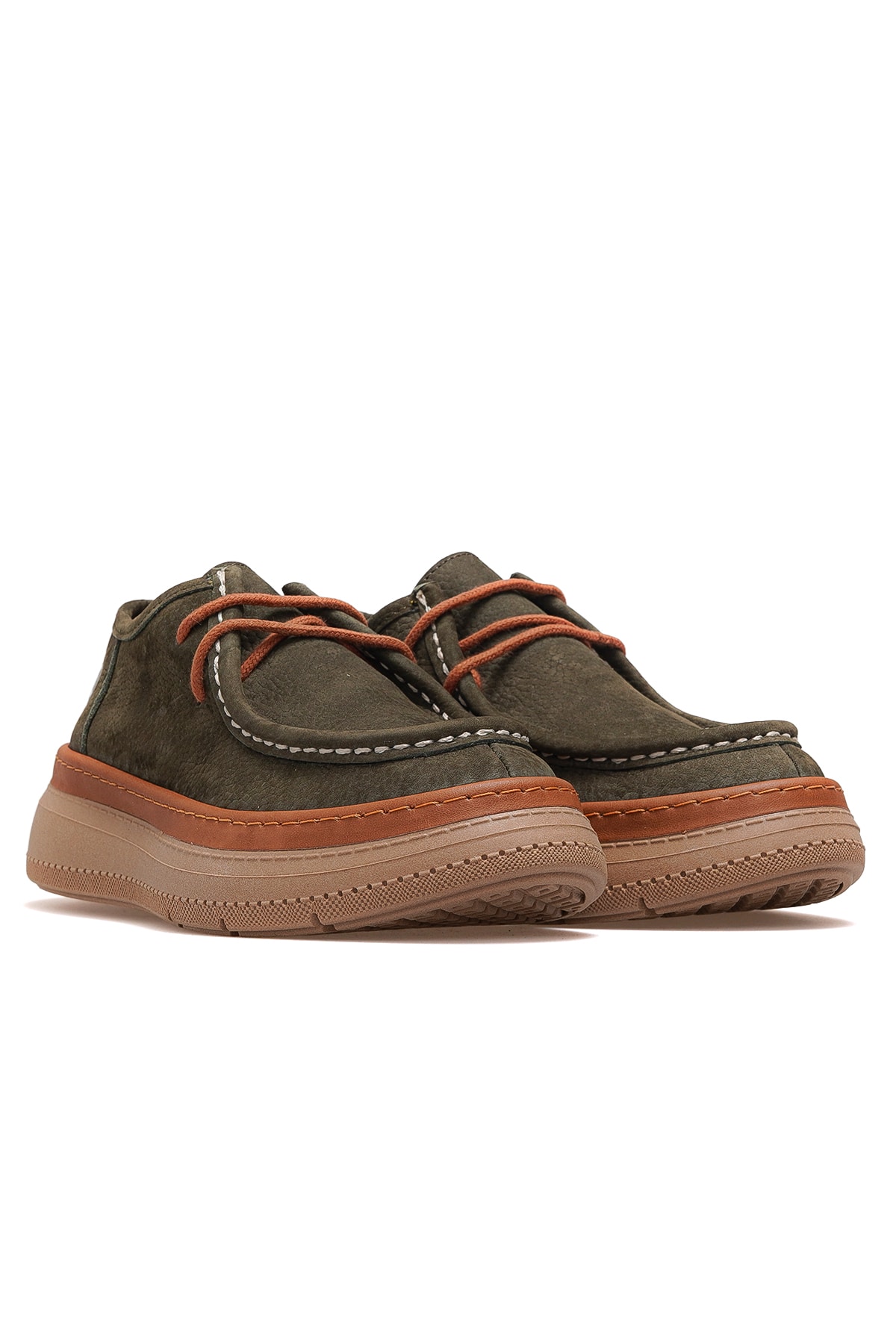Kadın Hakiki Deri Loafer Günlük Ayakkabı D25KA-7025 Z - HAKİ NUBUK