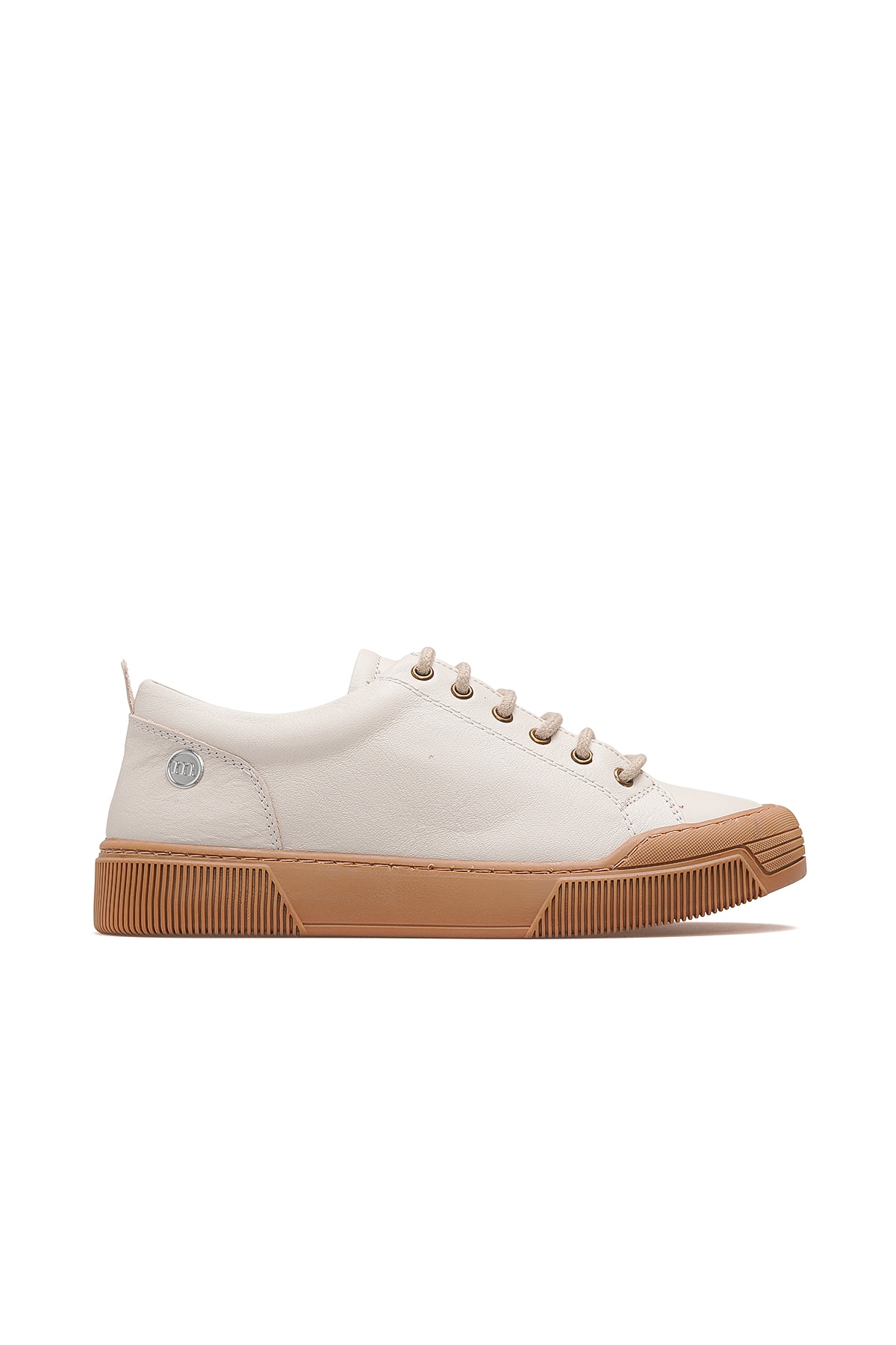 Kadın Hakiki Deri Sneaker Günlük Ayakkabı D25KA-7045 Z - BEJ