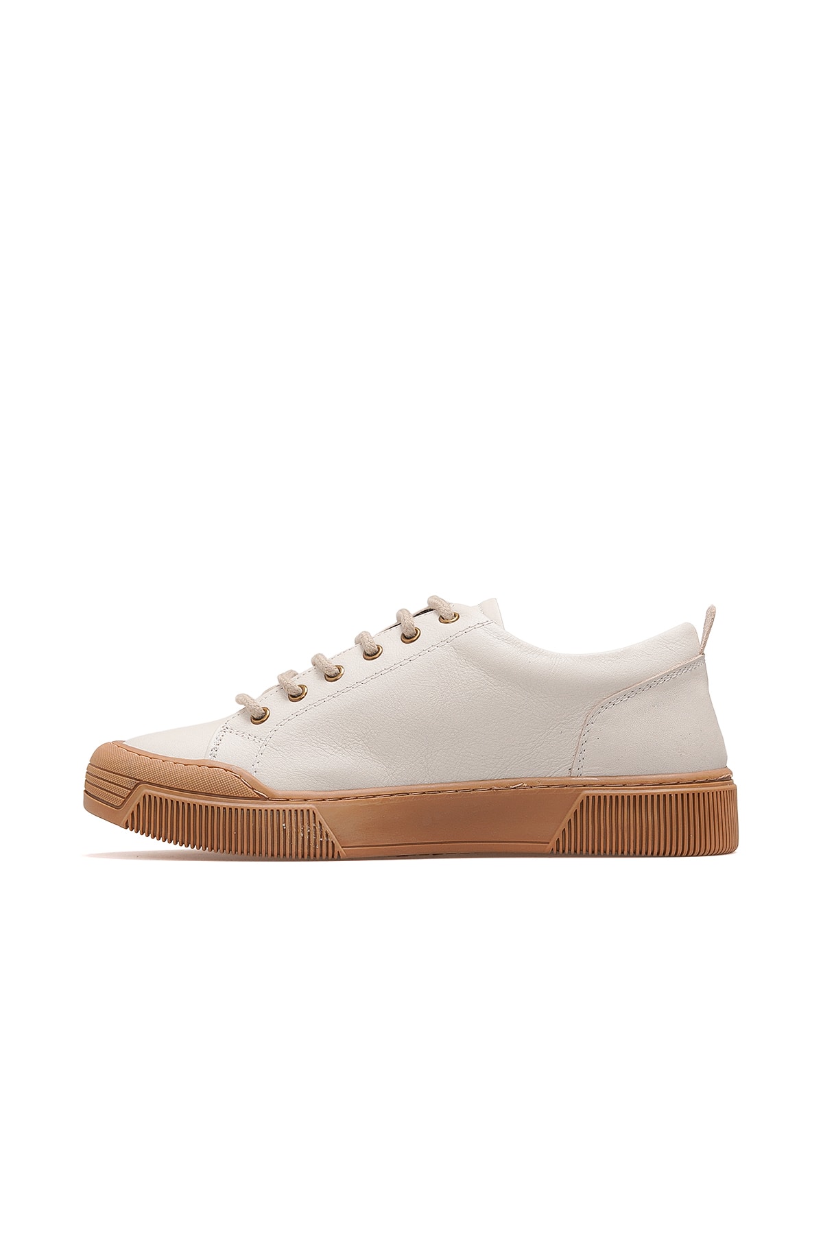 Kadın Hakiki Deri Sneaker Günlük Ayakkabı D25KA-7045 Z - BEJ