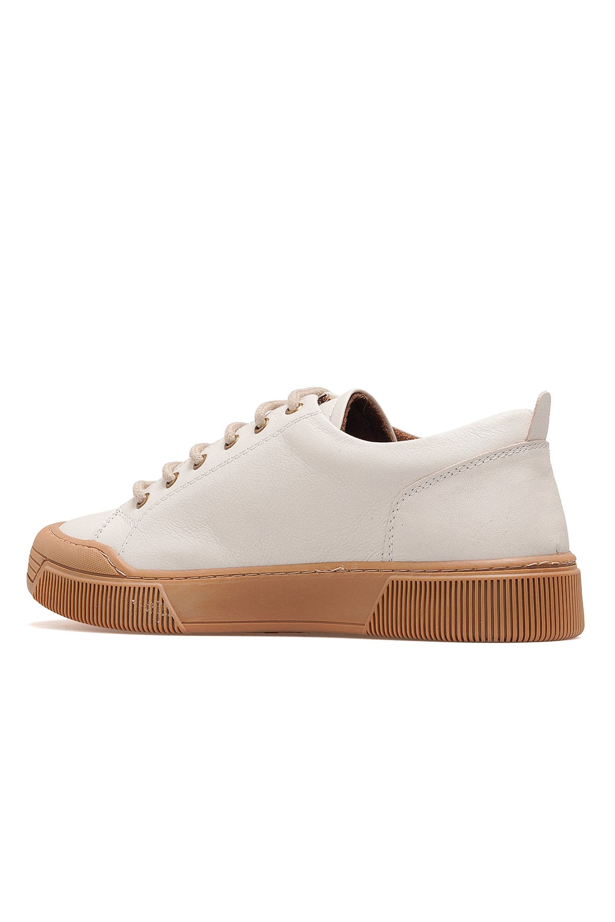 Kadın Hakiki Deri Sneaker Günlük Ayakkabı D25KA-7045 Z - BEJ