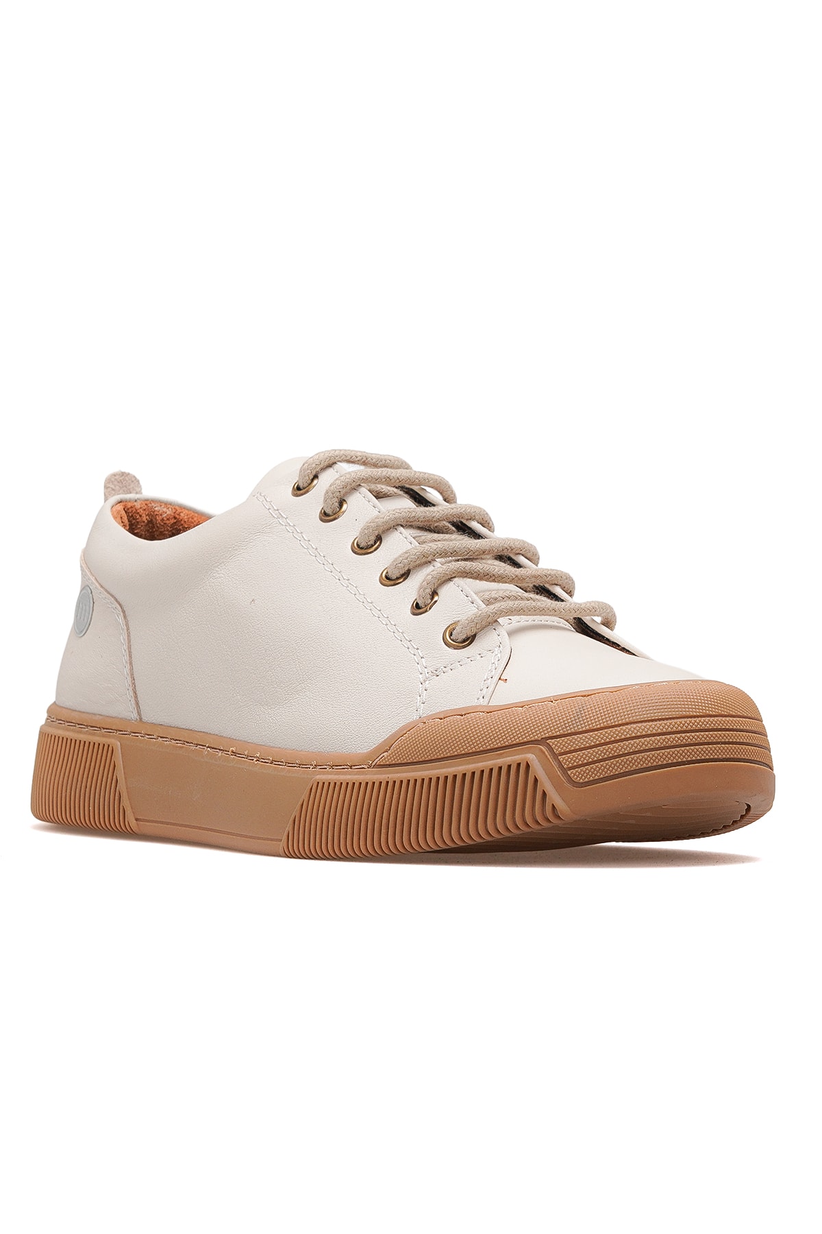 Kadın Hakiki Deri Sneaker Günlük Ayakkabı D25KA-7045 Z - BEJ