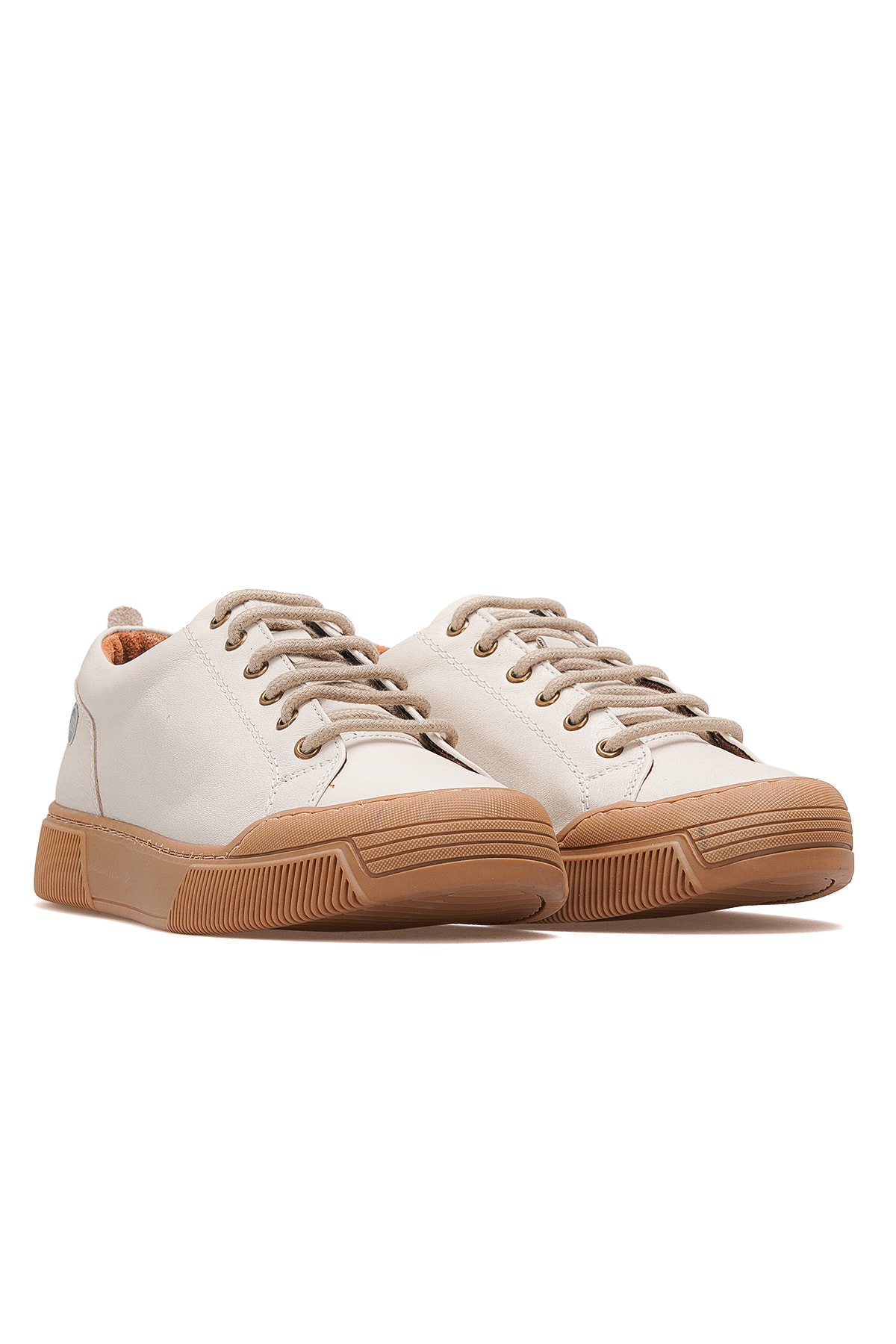 Kadın Hakiki Deri Sneaker Günlük Ayakkabı D25KA-7045 Z - BEJ