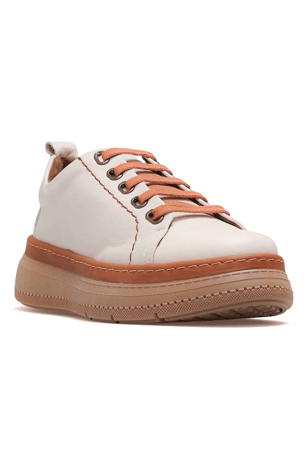 Kadın Hakiki Deri Sneaker Günlük Ayakkabı D25KA-7180 Z - BEJ